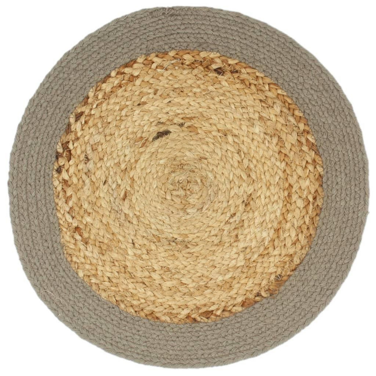 VIDAXL Napperons 4 pcs Naturel et gris 38 cm Jute et coton