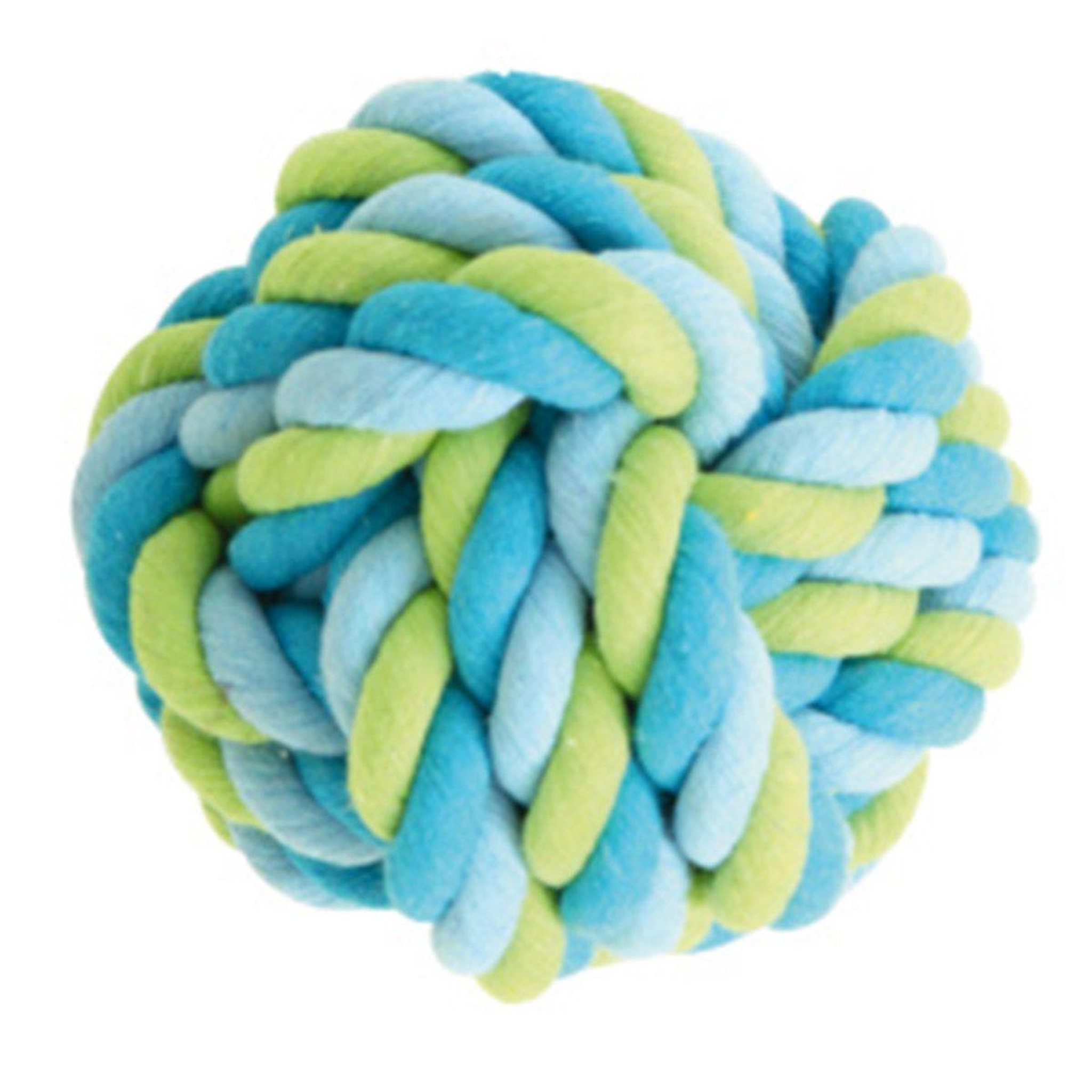 LOVE STORY Jouet pour chien  balle corde  15cm bleu & vert