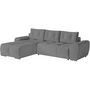 Voir la diapositive 3 : LOUNGITUDE Canapé d'angle gauche 4 places convertible CASSANDRA avec coffre en tissu - Gris - L270 x P181 x H89cm - LOUNGITUDE