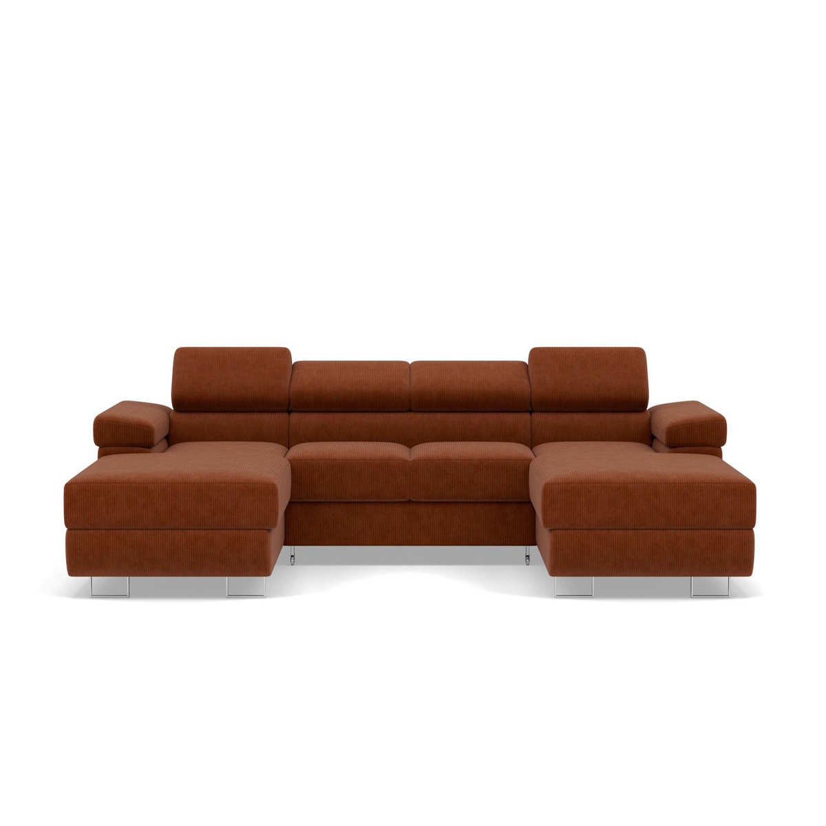 BEST MOBILIER Pablo - canapé panoramique en u - 7 places - convertible avec coffres et têtières réglables - en velours côtelé