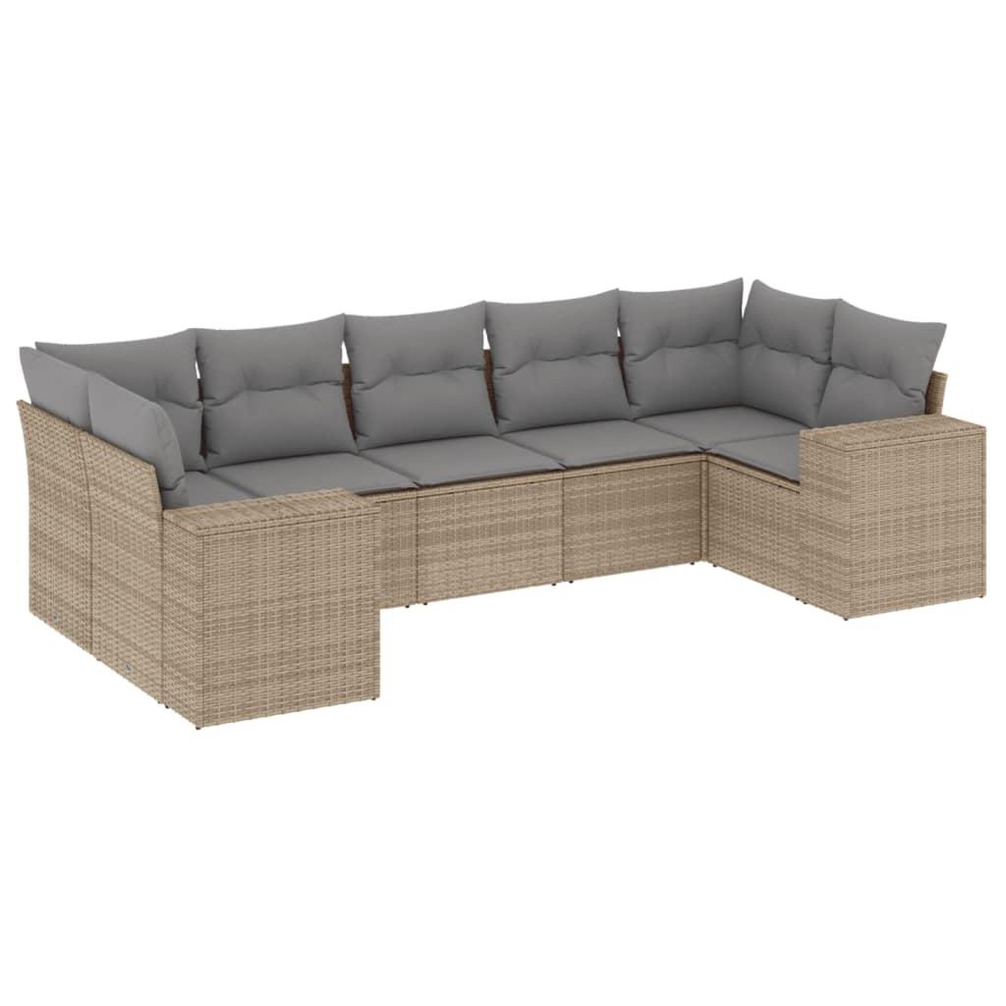 Voir la diapositive 2 : VIDAXL Salon de jardin avec coussins 7 pcs beige resine tressee