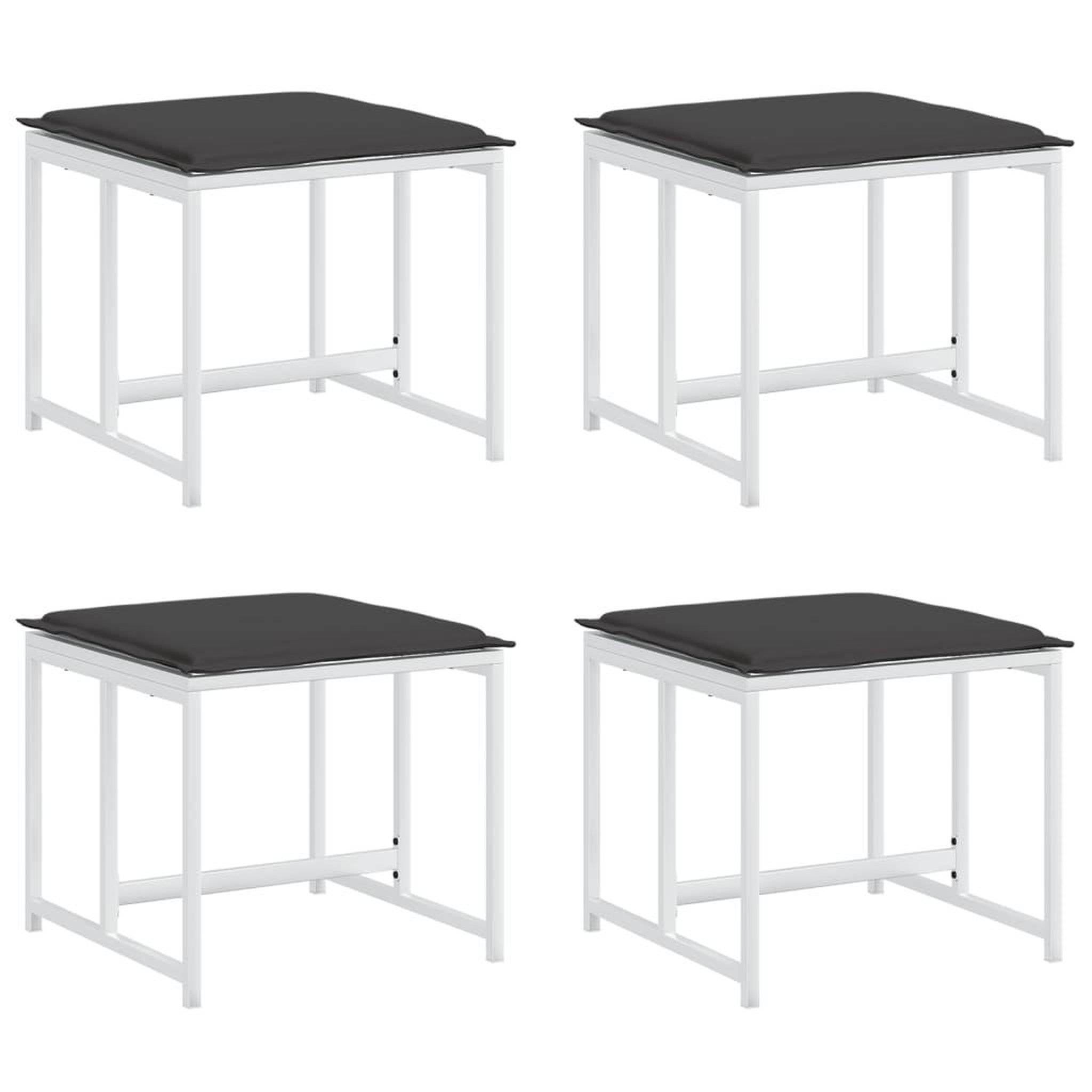 Voir la diapositive 2 : VIDAXL Tabourets de jardin avec coussins 4pcs blanc acier et textilene