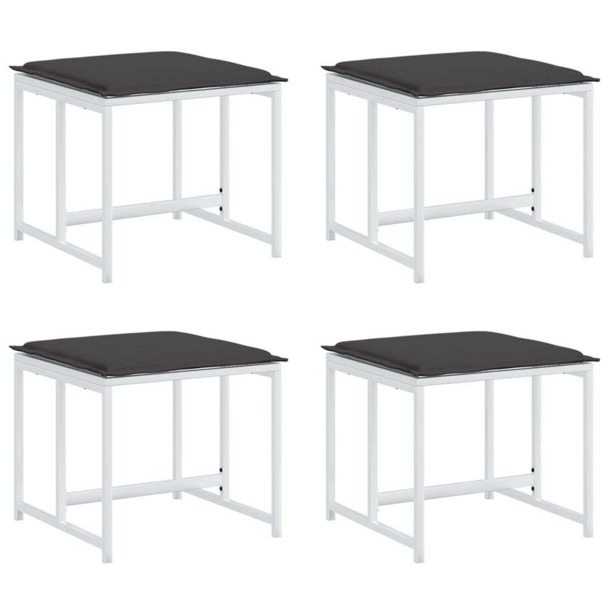 VIDAXL Tabourets de jardin avec coussins 4pcs blanc acier et textilene