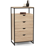 ID MARKET Chiffonnier 4 tiroirs DETROIT 60 cm commode design industriel avec étagère