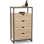 Voir la diapositive 1 : ID MARKET Chiffonnier 4 tiroirs DETROIT 60 cm commode design industriel avec étagère