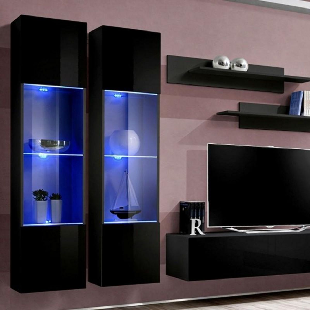 Paris Prix Meuble TV Mural Design  Fly III  310cm Noir