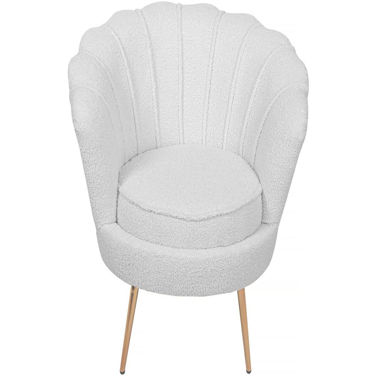 Habitat et Jardin Fauteuil bouclette  Floria  - 75 x 68 x 77,5 cm -  Blanc
