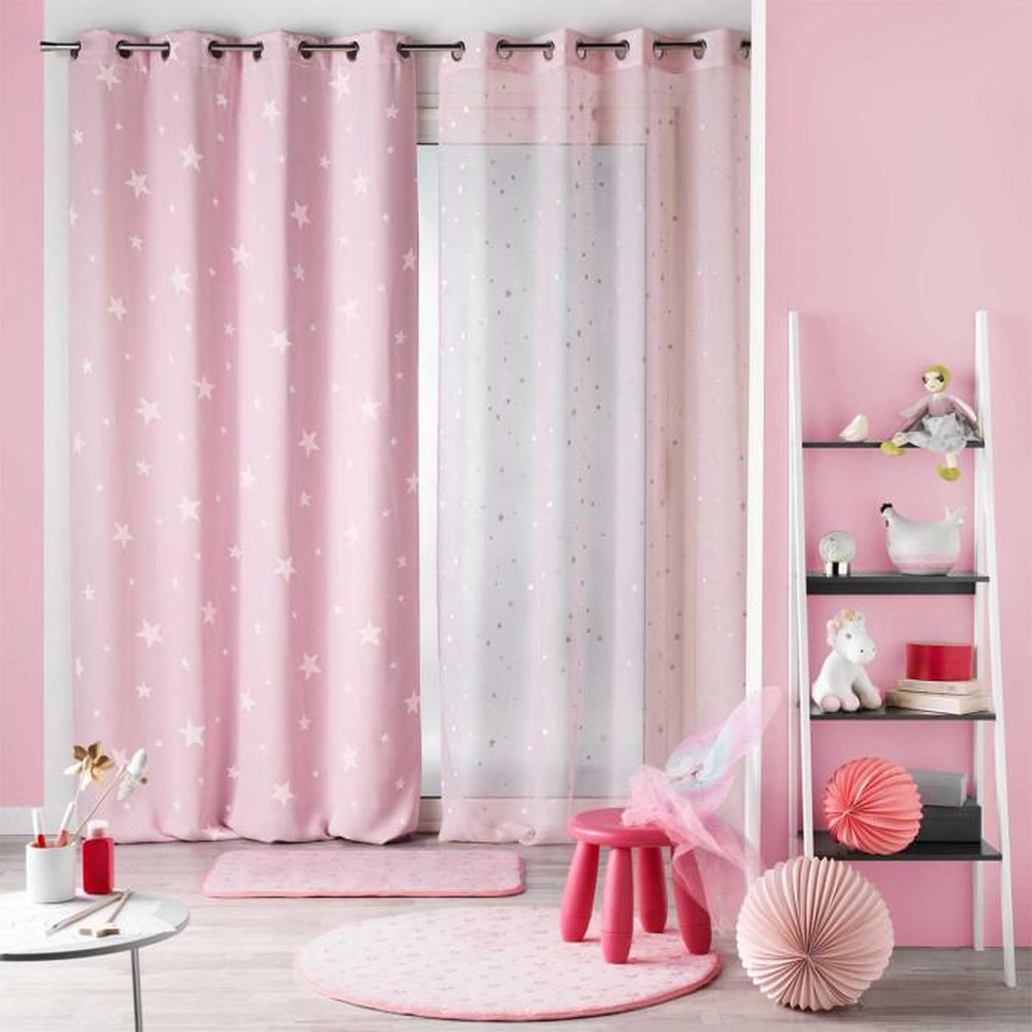 Voir la diapositive 3 : Paris Prix Rideau Voilage  Phosphorescent Fluo  140x240cm Rose
