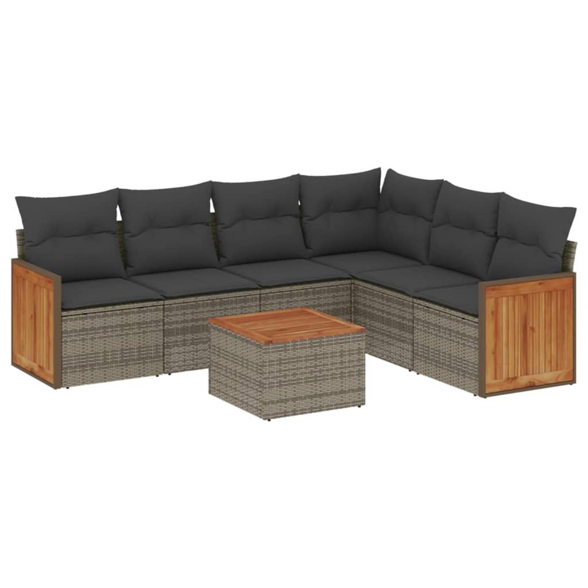 Voir la diapositive 2 : VIDAXL Salon de jardin avec coussins 7 pcs gris resine tressee
