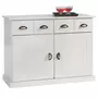 IDIMEX Buffet PARIS commode bahut vaisselier avec 2 portes battantes et 2 tiroirs pin massif lasuré blanc