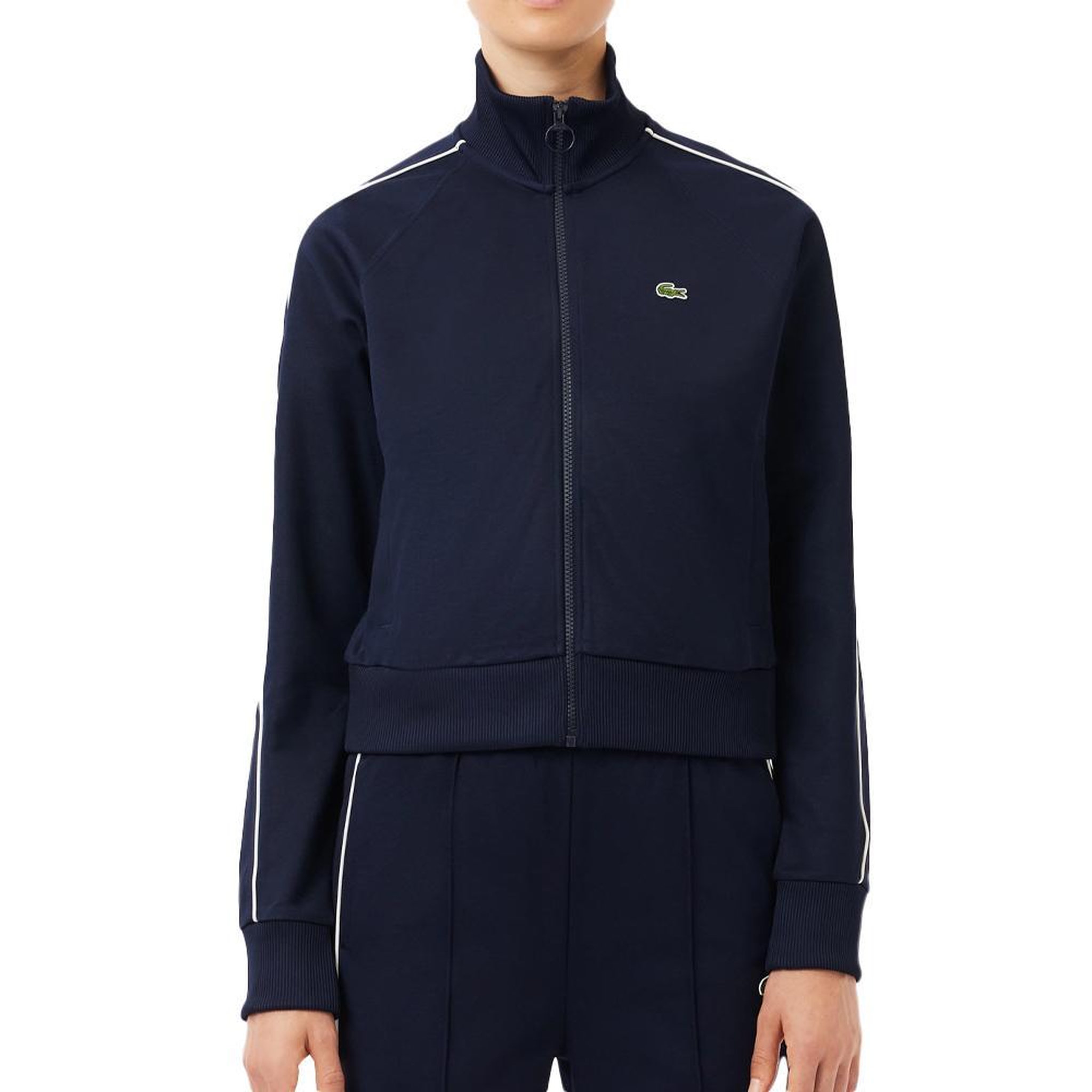 Lacoste Veste Zippé  Femme Lacoste Paris Interlock. Coloris disponibles : Bleu