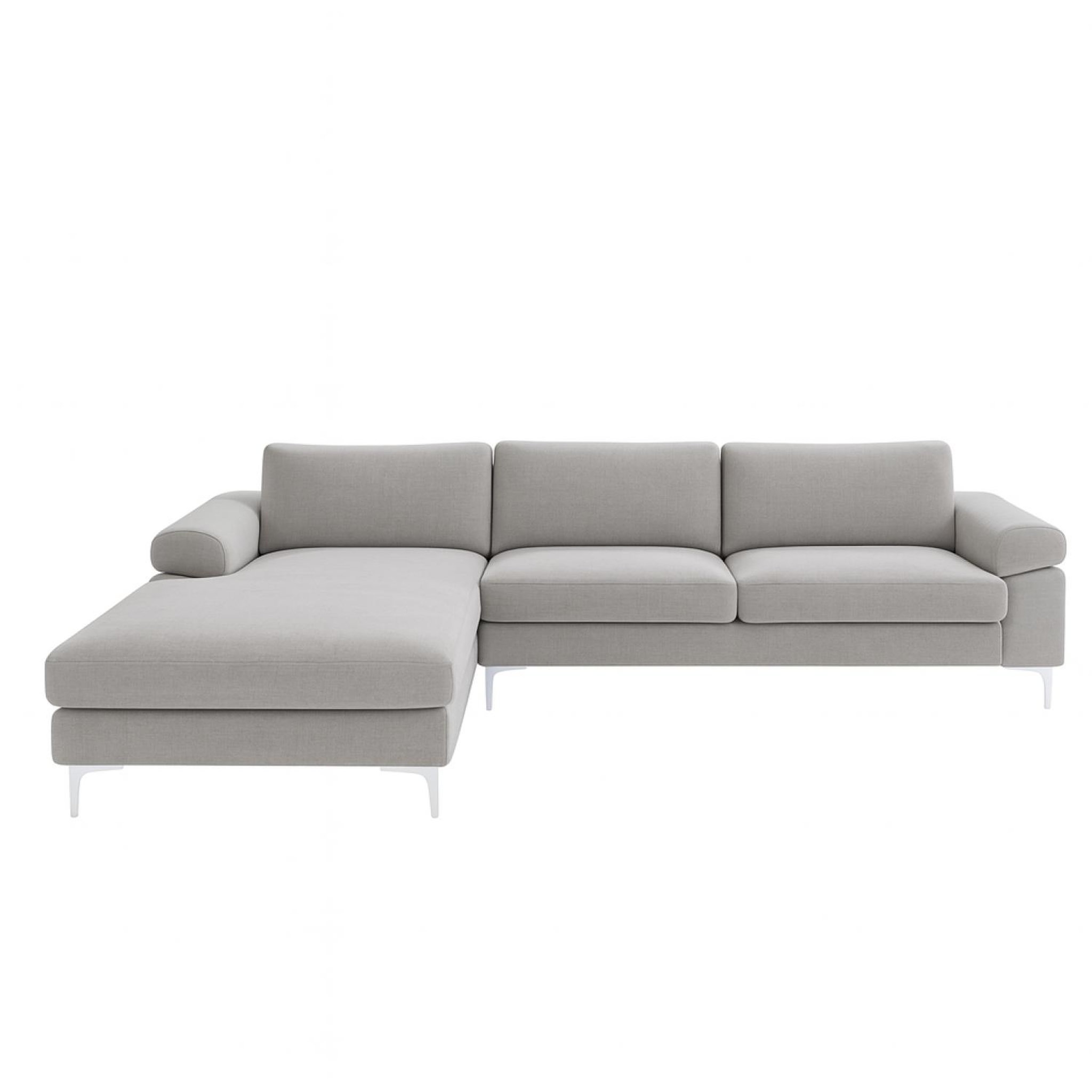 CONCEPT USINE Canapé d'angle gauche 4-5 places en velours gris GALWAY