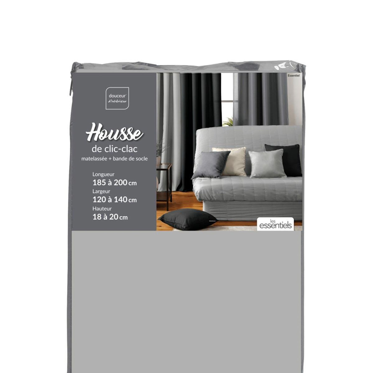 Paris Prix Housse de Clic-Clac  Essentiel  200cm Gris