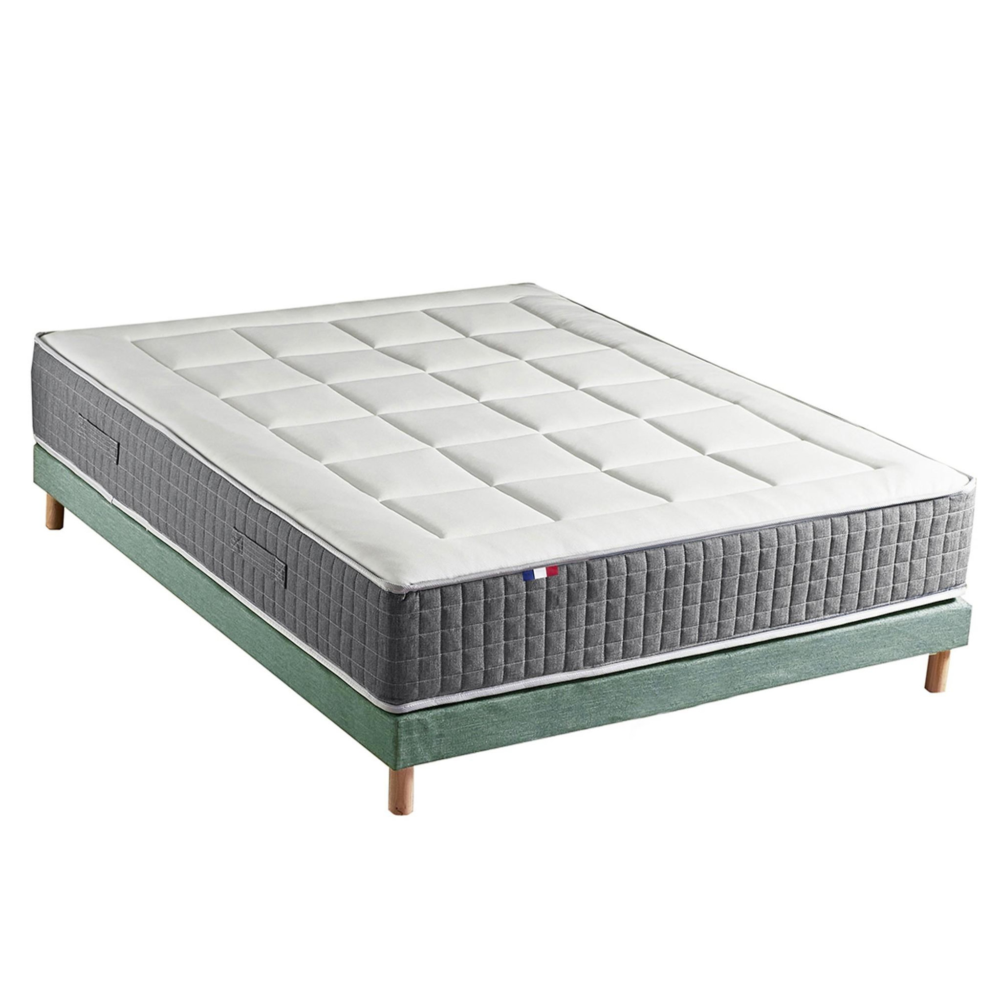 Voir la diapositive 2 : IDLITERIE Ensemble Matelas Ressort 7 zones H.28cm + Sommier Fabriqué en France MAX