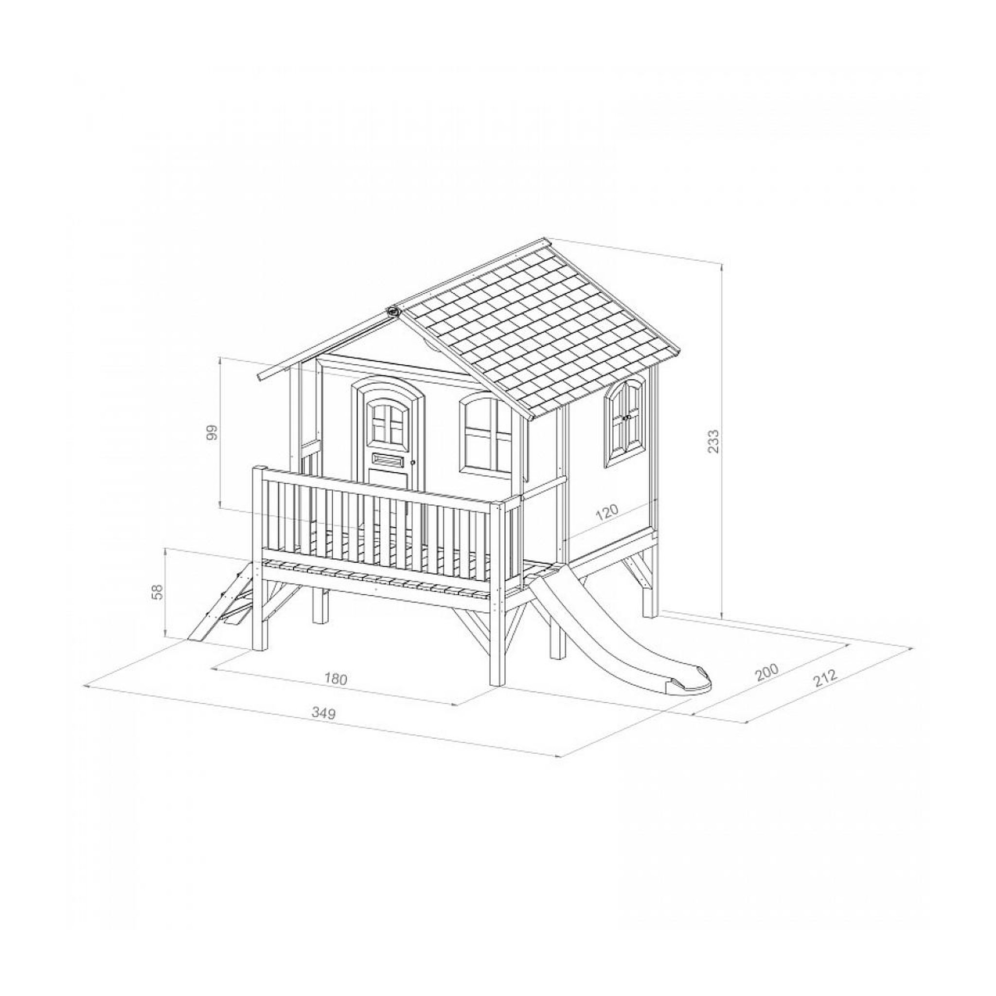 Voir la diapositive 3 : Axi House AXI Maisonnette STEF Brun Blanc avec toboggan Vert