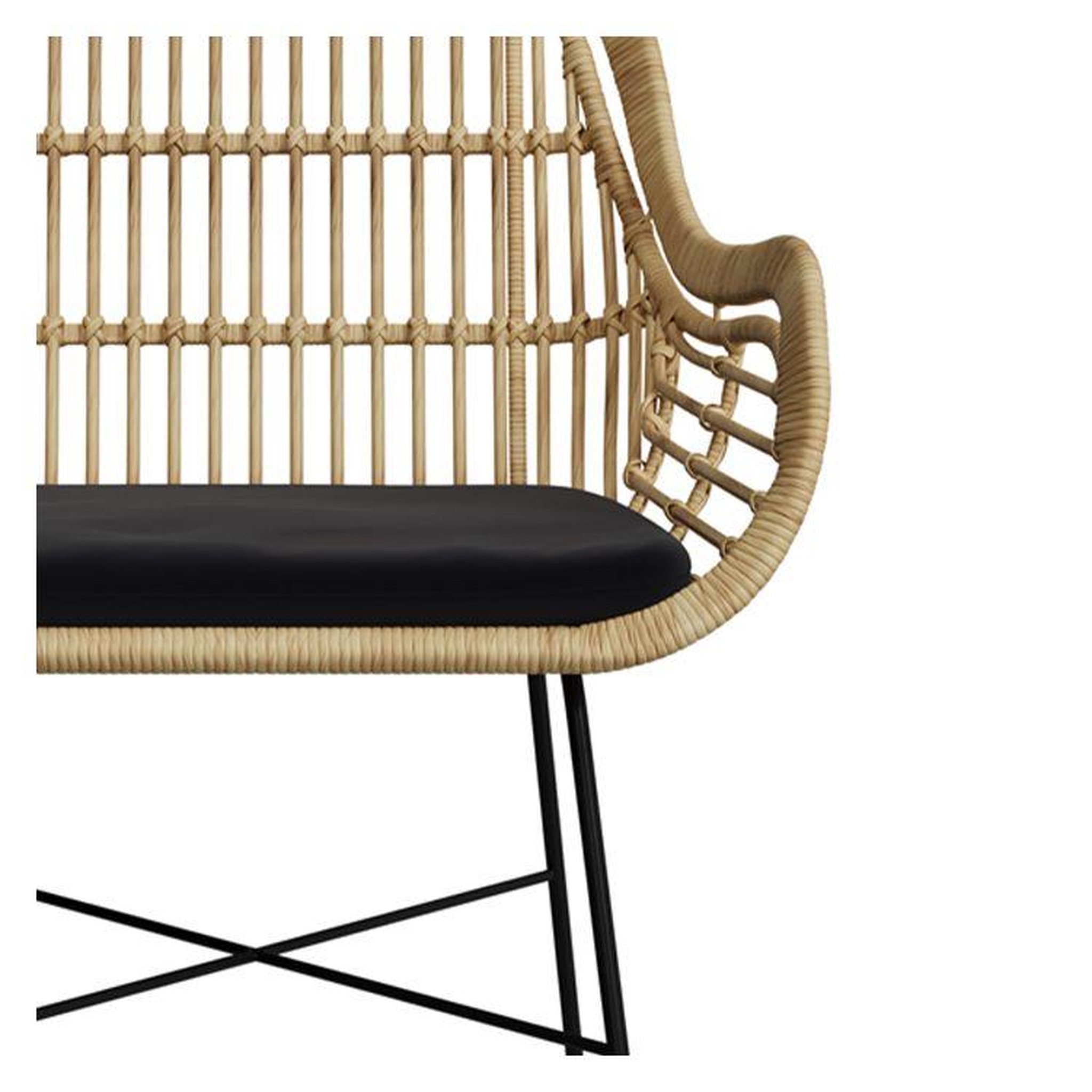 Voir la diapositive 6 : MAISON PAVANE Chaise en rotin naturel et pieds en métal noir-chiloe