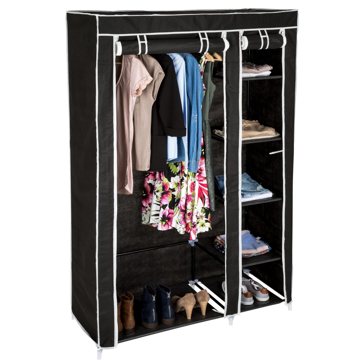 tectake Armoire Penderie en tissu 6 compartiments 107x175x45cm