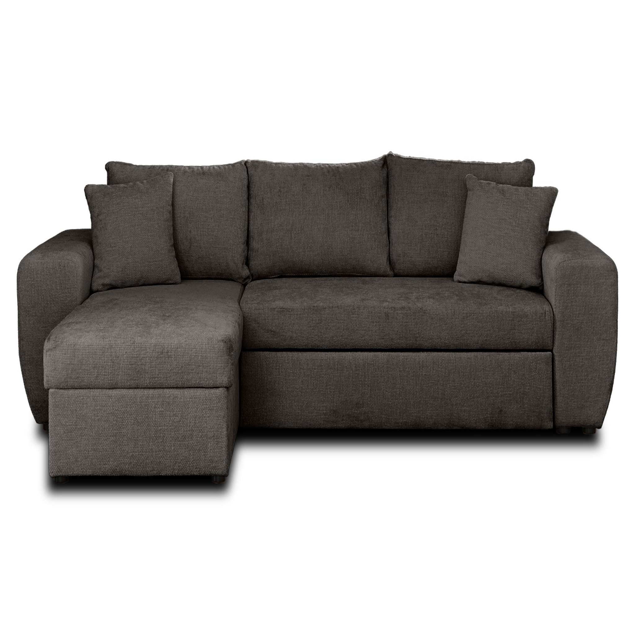 Voir la diapositive 1 : BEST MOBILIER Milan - canapé d'angle réversible 4 places - convertible avec coffre - en velours texturé