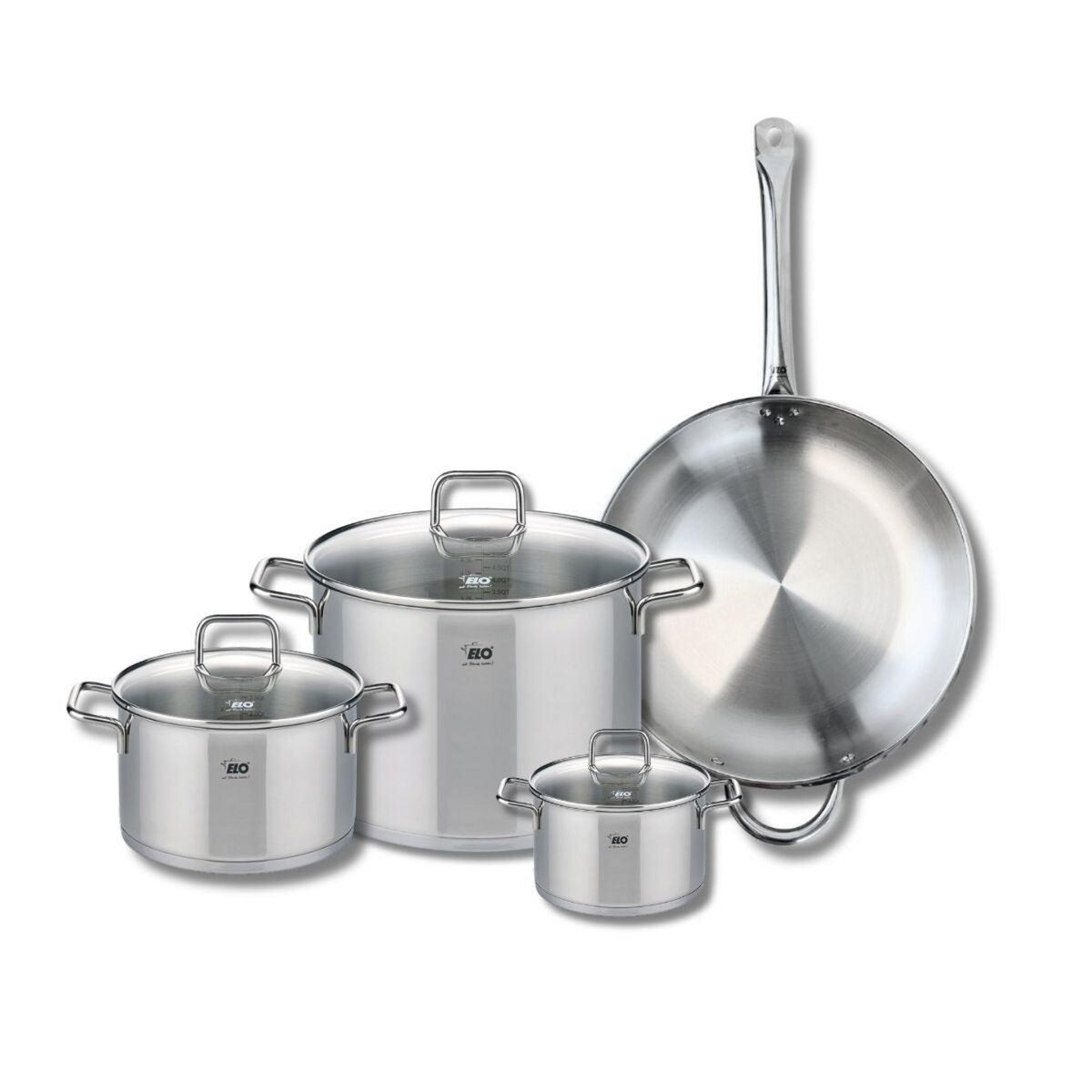 ELO Set de 1 Poêle de cuisson 32 cm et 3 faitouts 14, 20 et 26 cm Elo Profi Citrin