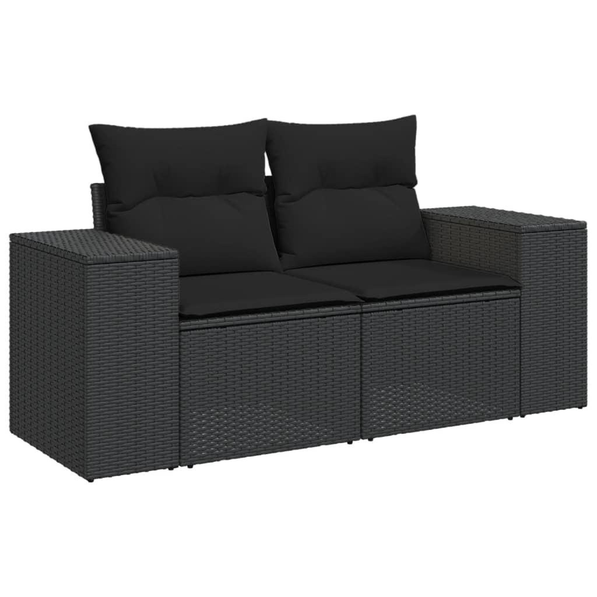 Voir la diapositive 3 : VIDAXL Salon de jardin 9 pcs avec coussins noir resine tressee