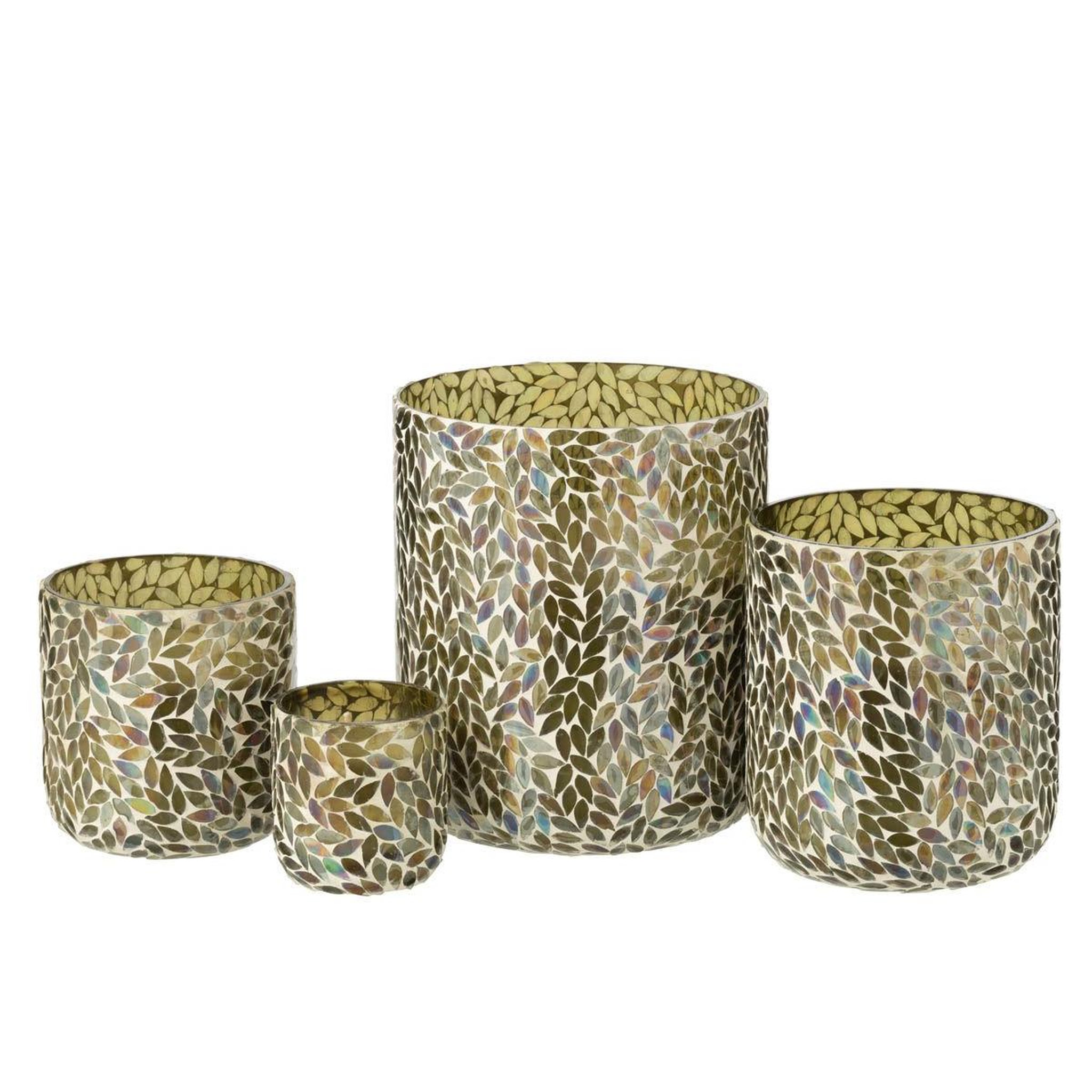 Voir la diapositive 4 : J-LINE Bougie parfumée mosaïque  cyra  25cm tea & herbscire