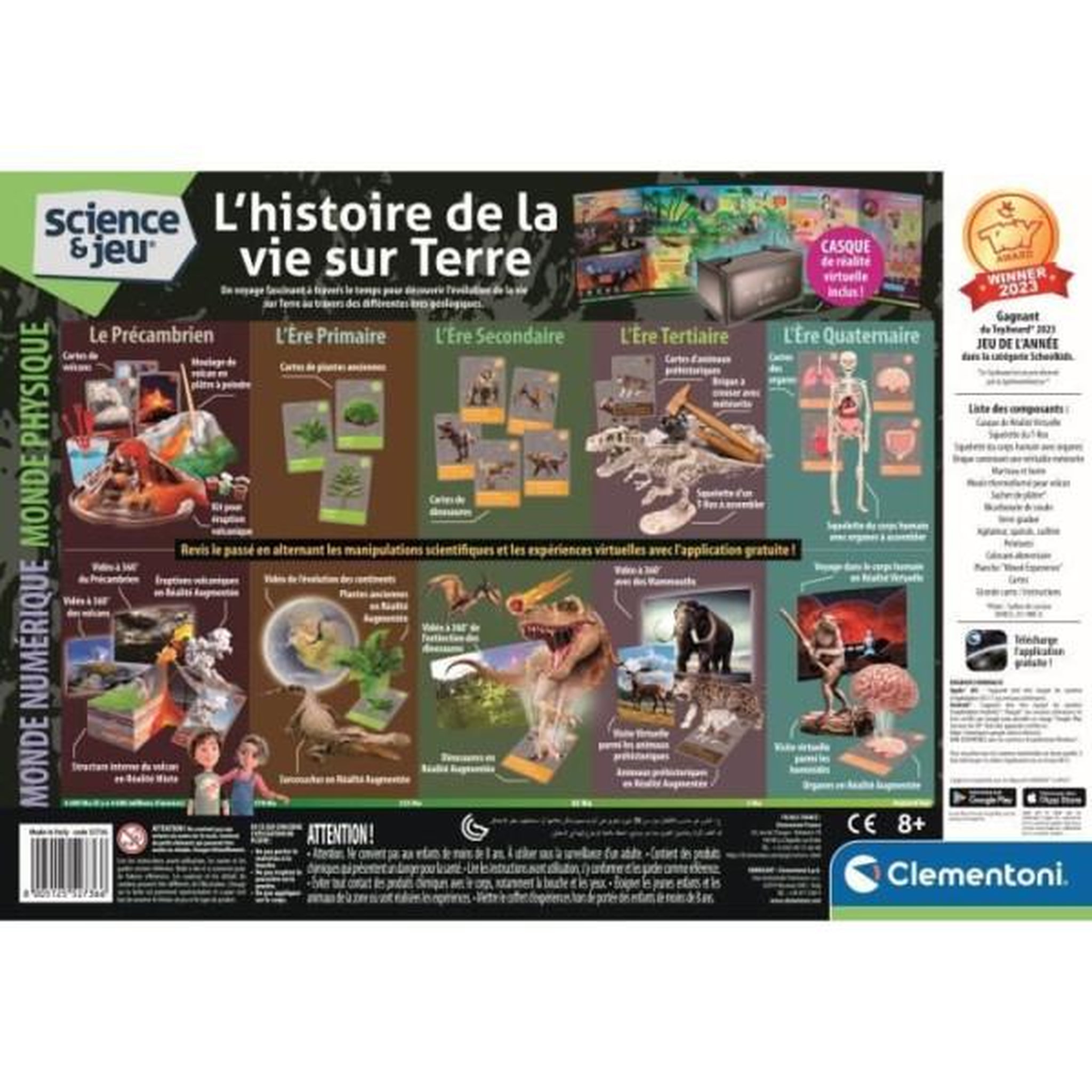 Voir la diapositive 6 : CLEMENTONI Jeu de sciences et d expérience Clementoni L histoire de la vie sur Terre Réalité Virtuelle