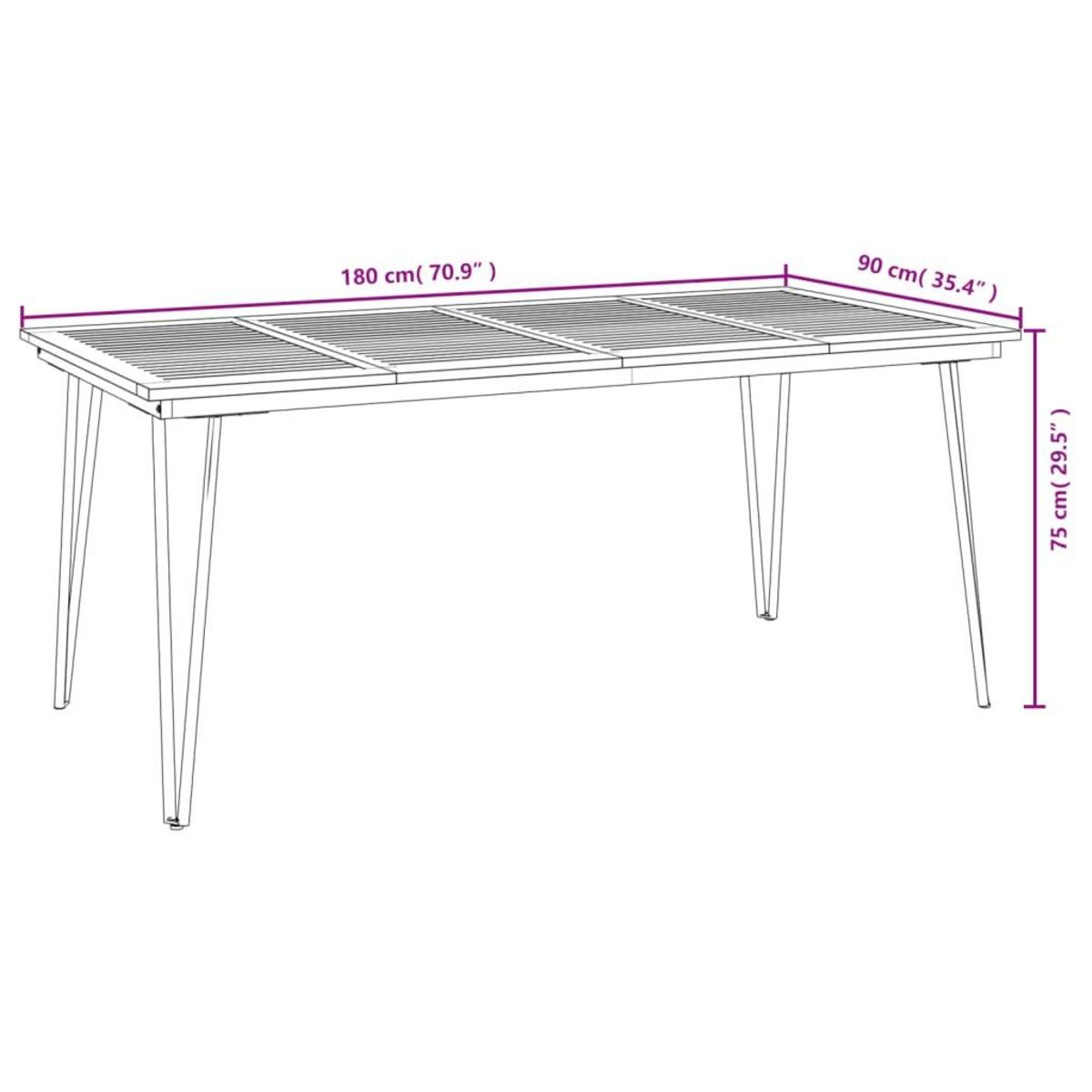 VIDAXL Table de jardin avec pieds epingle a cheveux 180x90x75 acacia
