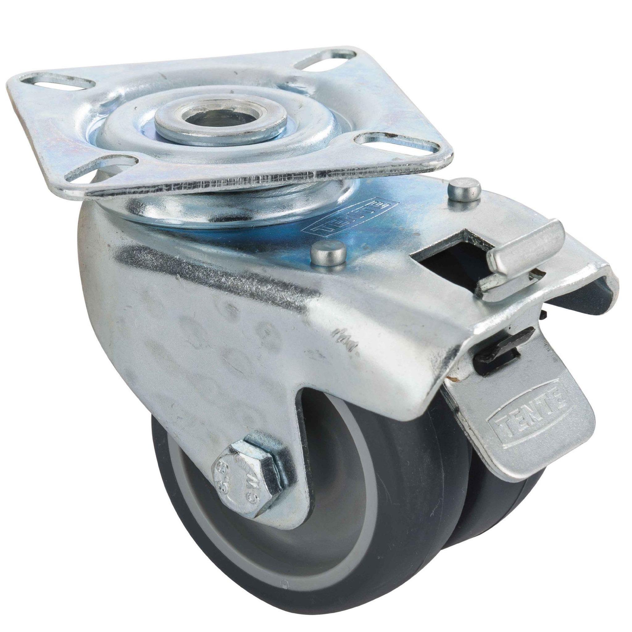 Tente Roulette double 5cm platine à visser avec frein