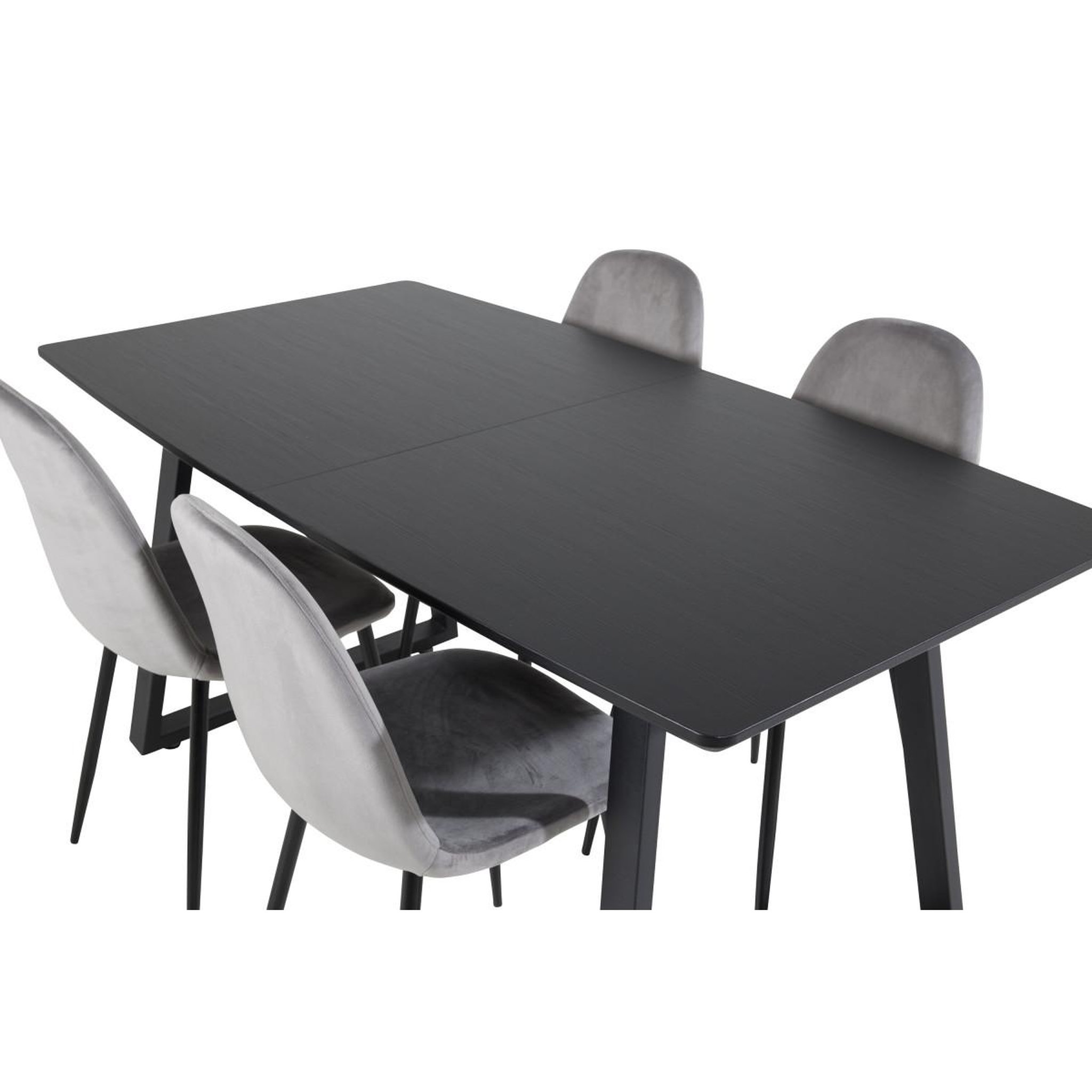 Voir la diapositive 5 : Paris Prix Ensemble table à manger extensible & 4 chaises  inca & polar  160-200cm noir & gris