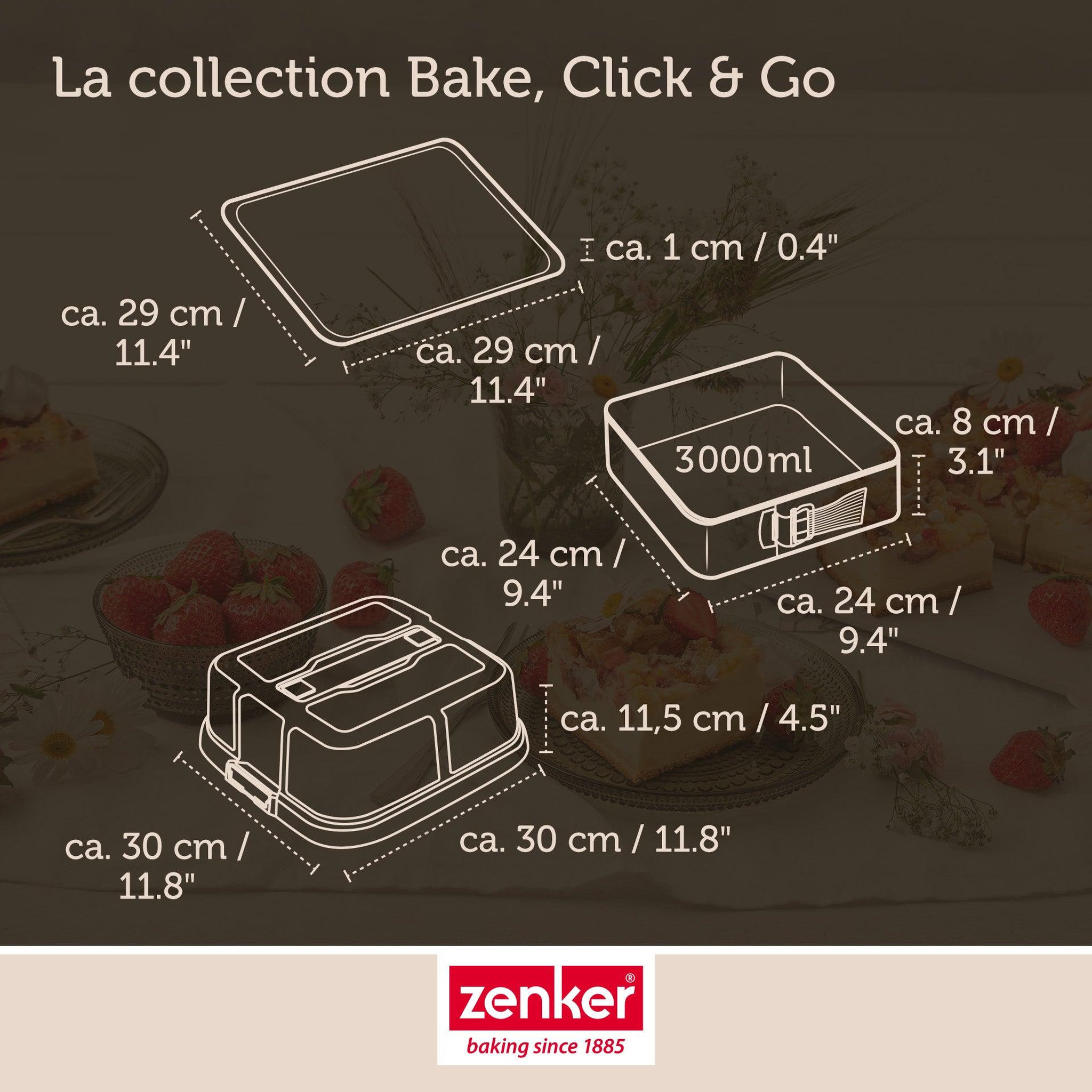 Voir la diapositive 3 : ZENKER Set de 5 ustensiles de pâtisserie moule à gâteaux bols spatule et verre doseur zenker bake click and go