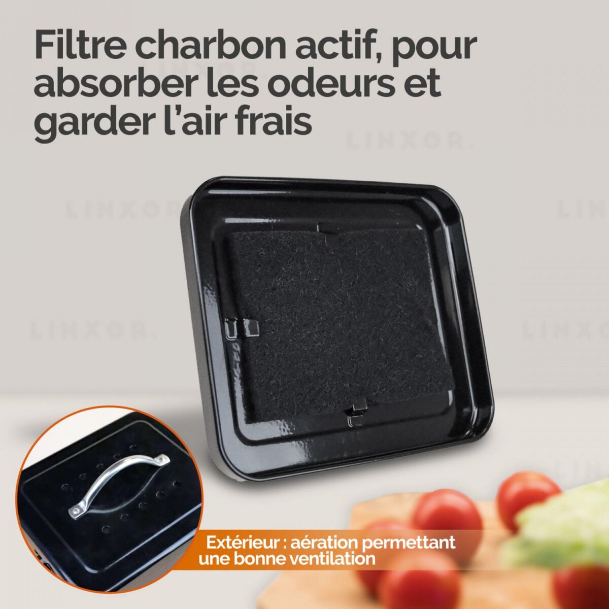 LINXOR Composteur, bac, poubelle à compost de cuisine - 3 L - Noir