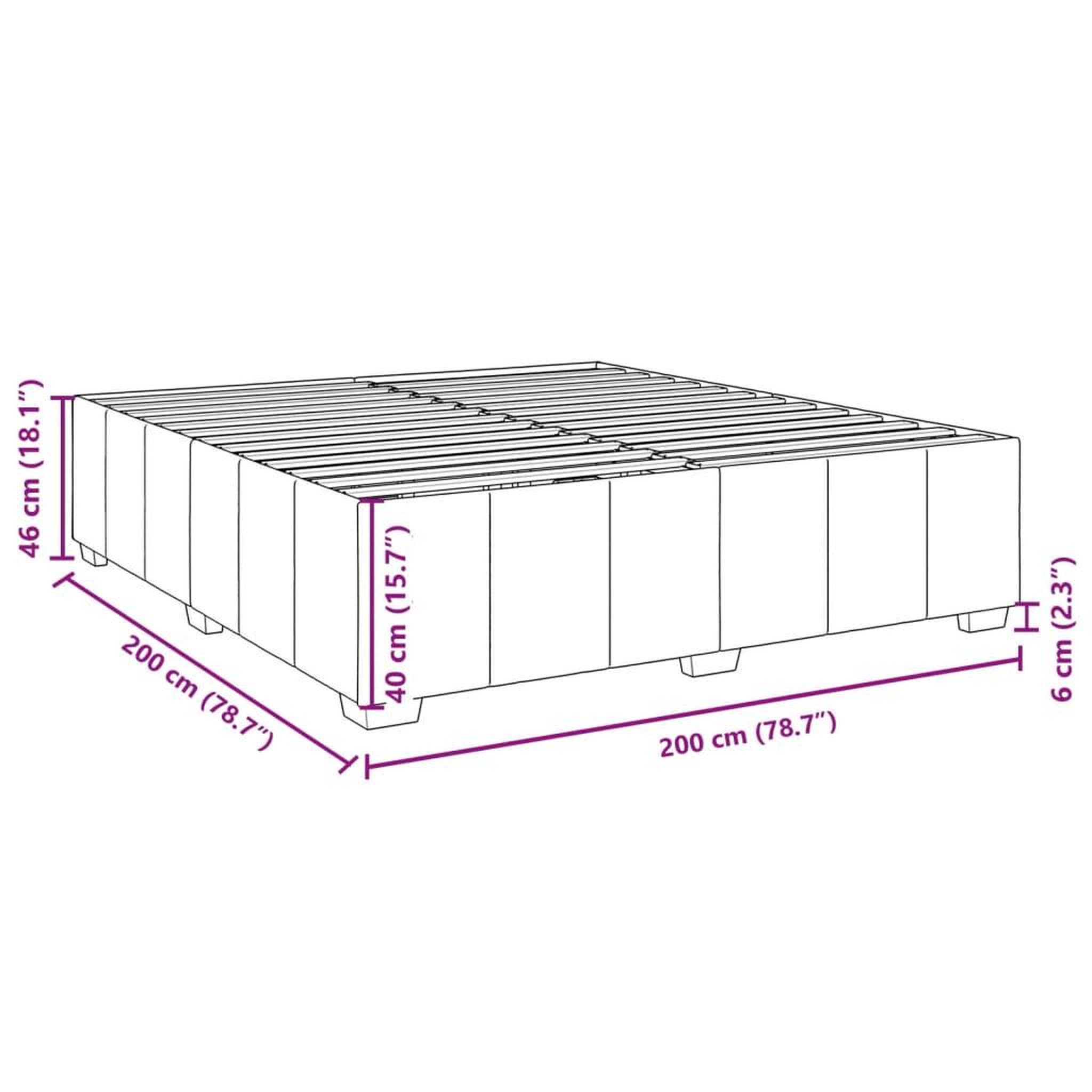 Voir la diapositive 6 : VIDAXL Cadre de lit sans matelas bleu 200x200 cm tissu