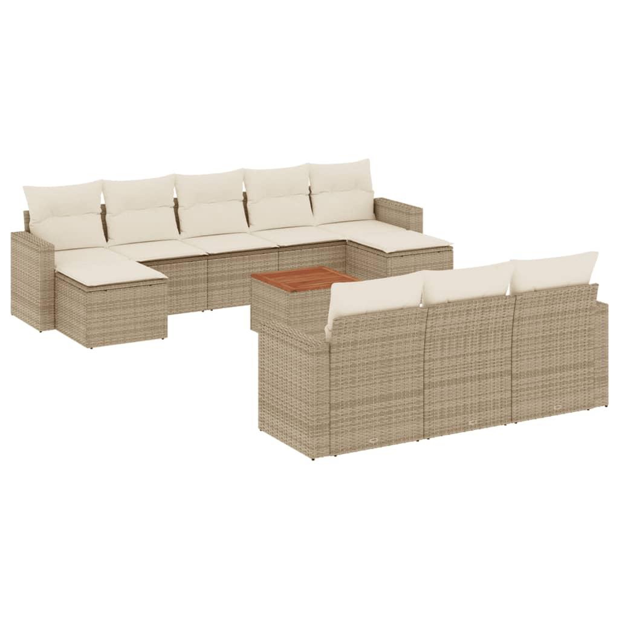 Voir la diapositive 2 : VIDAXL Salon de jardin 11 pcs avec coussins beige resine tressee