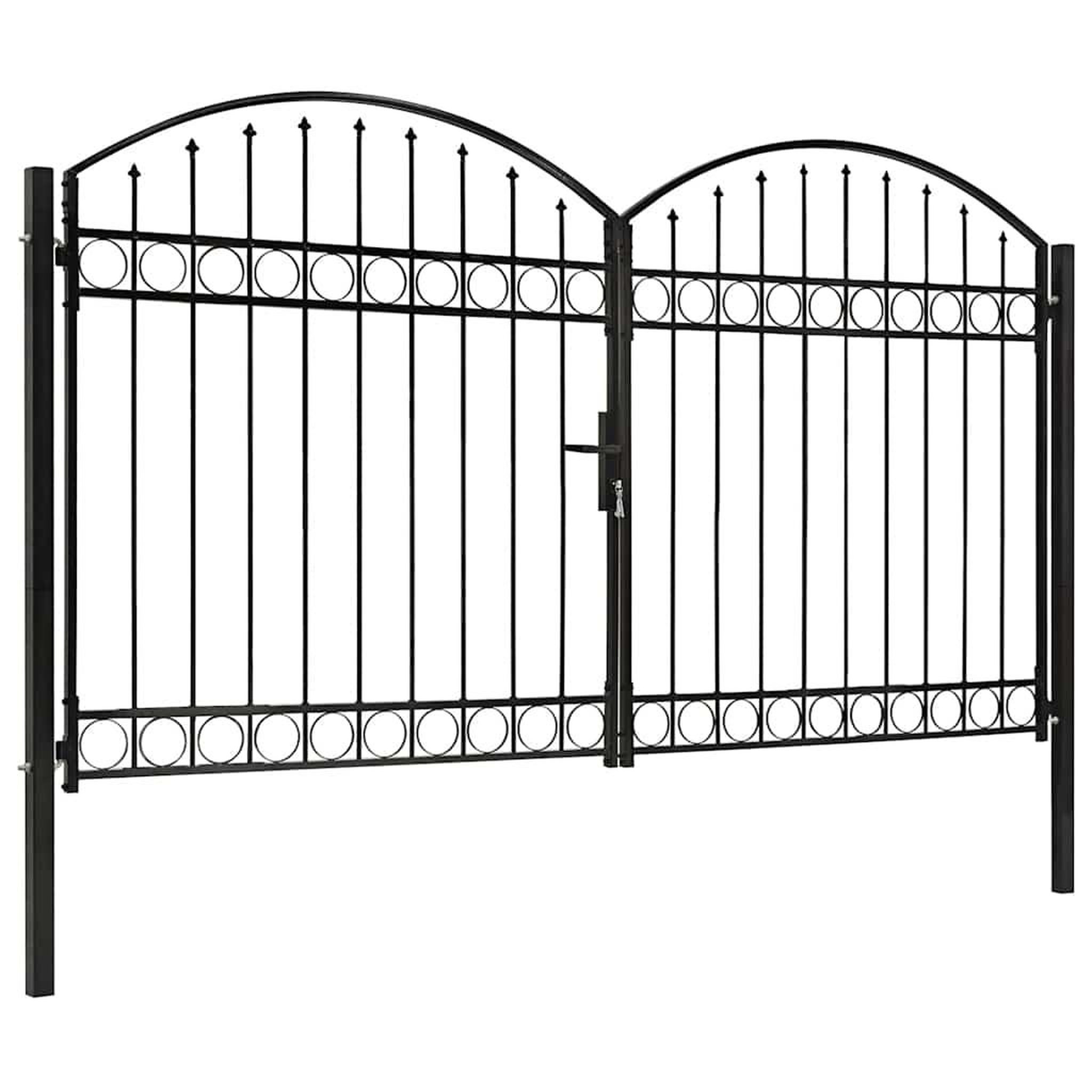 VIDAXL Portail de cloture assen a double porte avec arc en haut en acier 300x200 cm