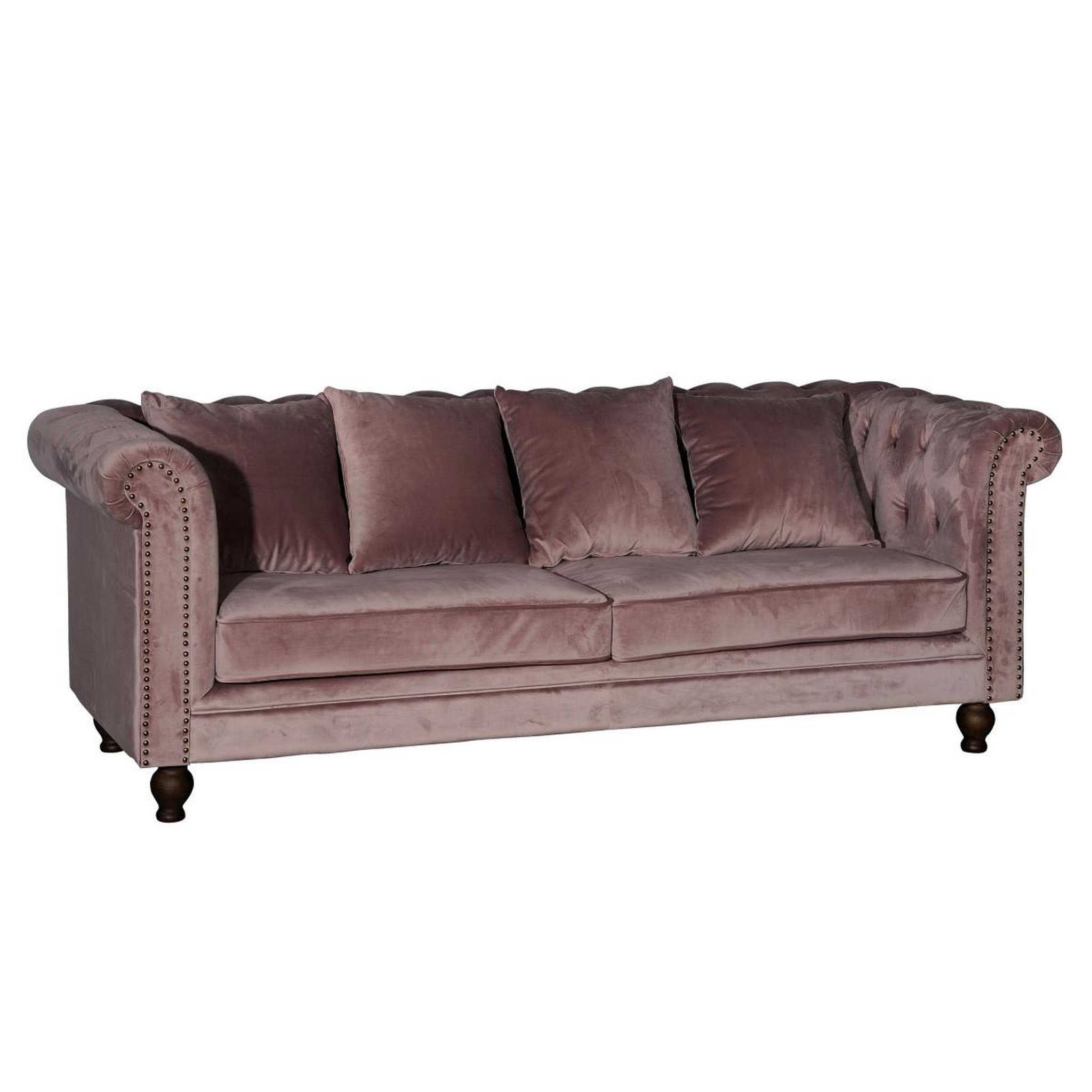 Voir la diapositive 2 : Paris Prix Canapé 3 places en velours  chesterfield  217cm rose
