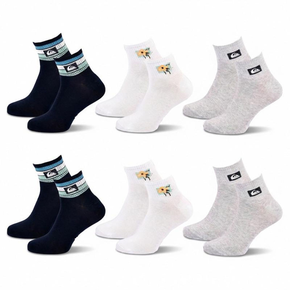 QUIKSILVER Quiksilver Pack de Chaussettes Homme QUARTER– Lot 6 Paires Sport