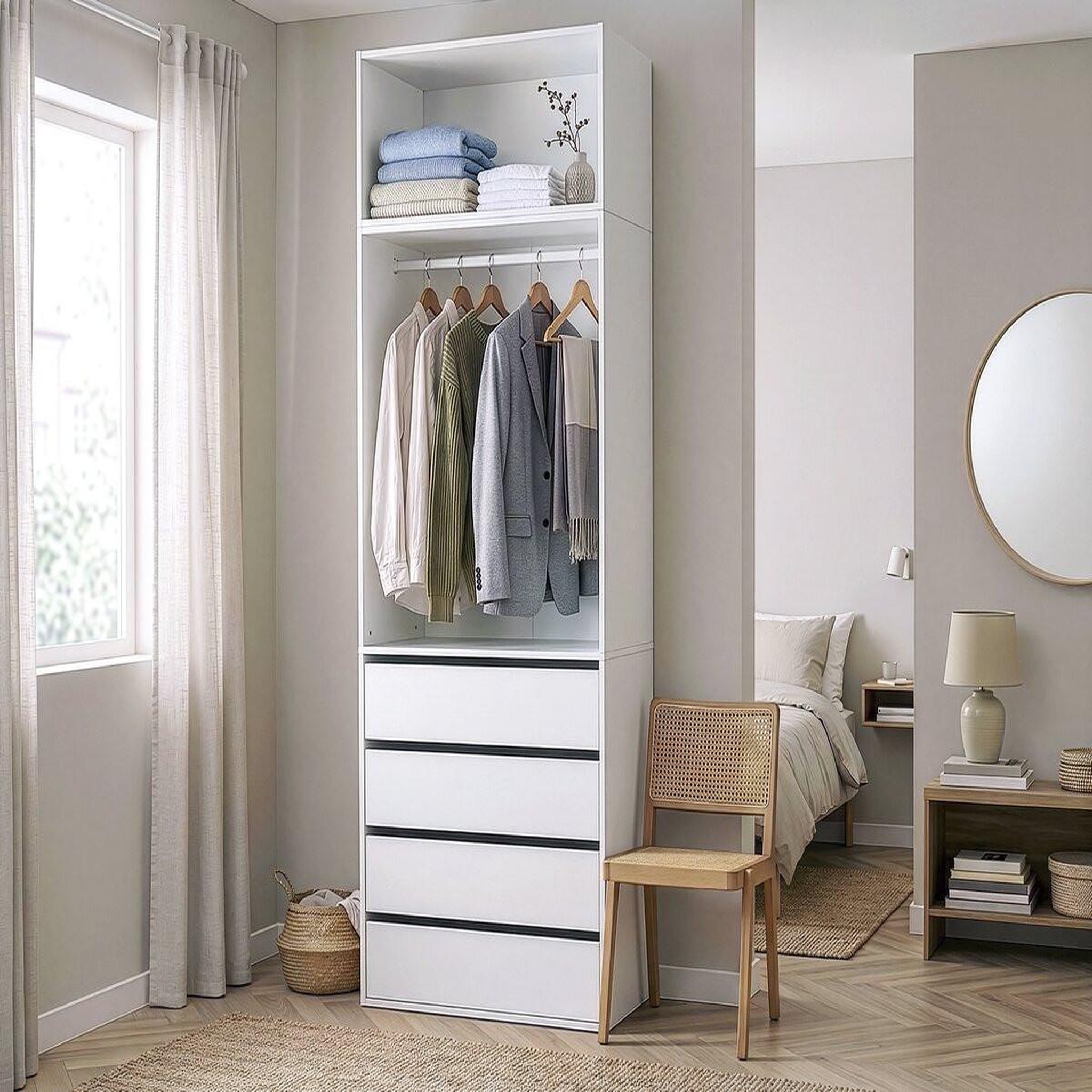 Voir la diapositive 2 : Habitat et Jardin Module de surélévation de dressing en bois  opéra  - 80 x 45 x 40 cm - blanc