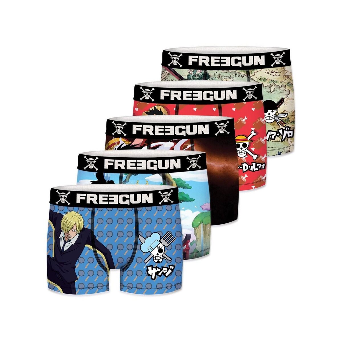 FREEGUN Lot de 5 Boxers gar on One Piece pas cher Auchan