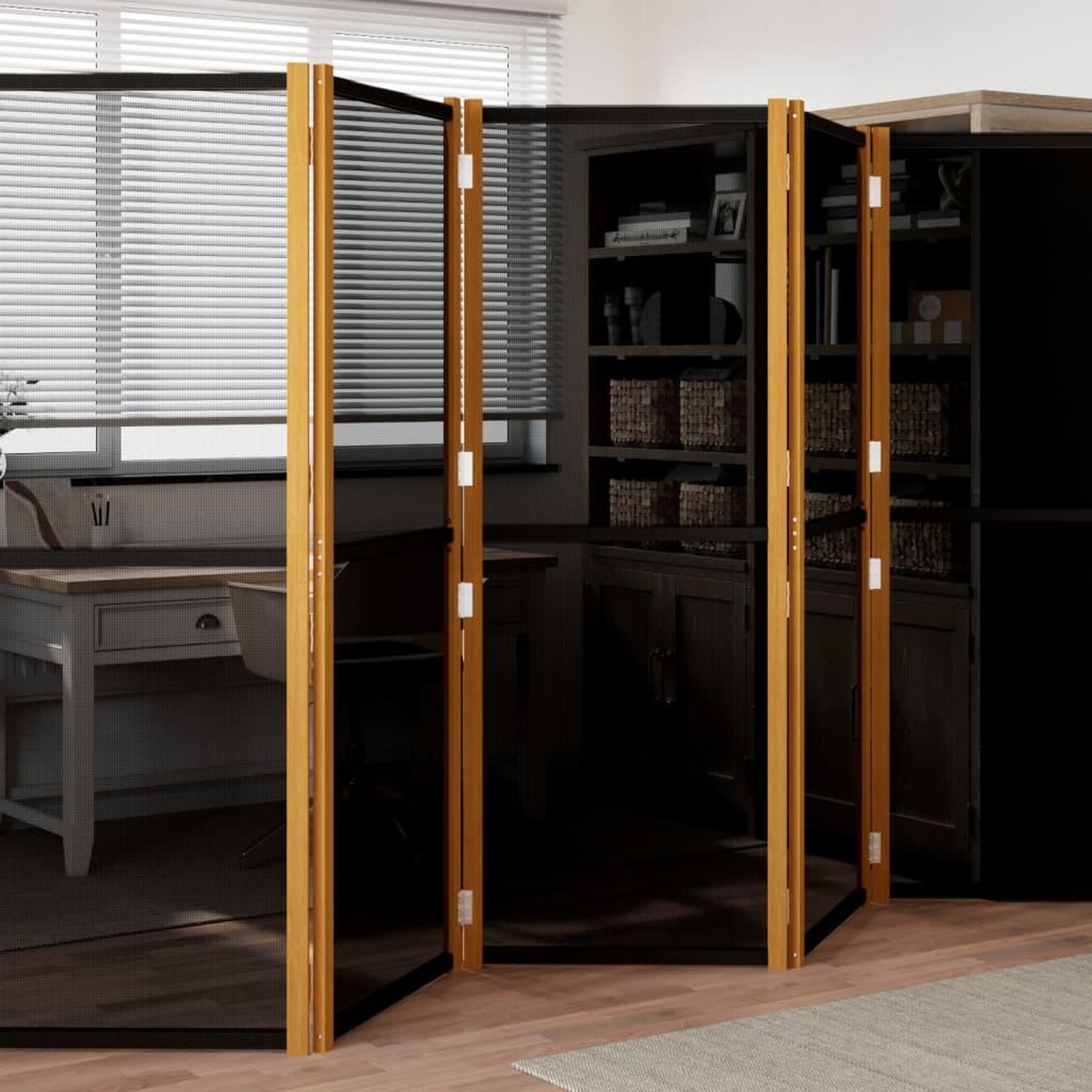 Voir la diapositive 1 : VIDAXL Cloison de separation 5 panneaux Noir 350x180 cm