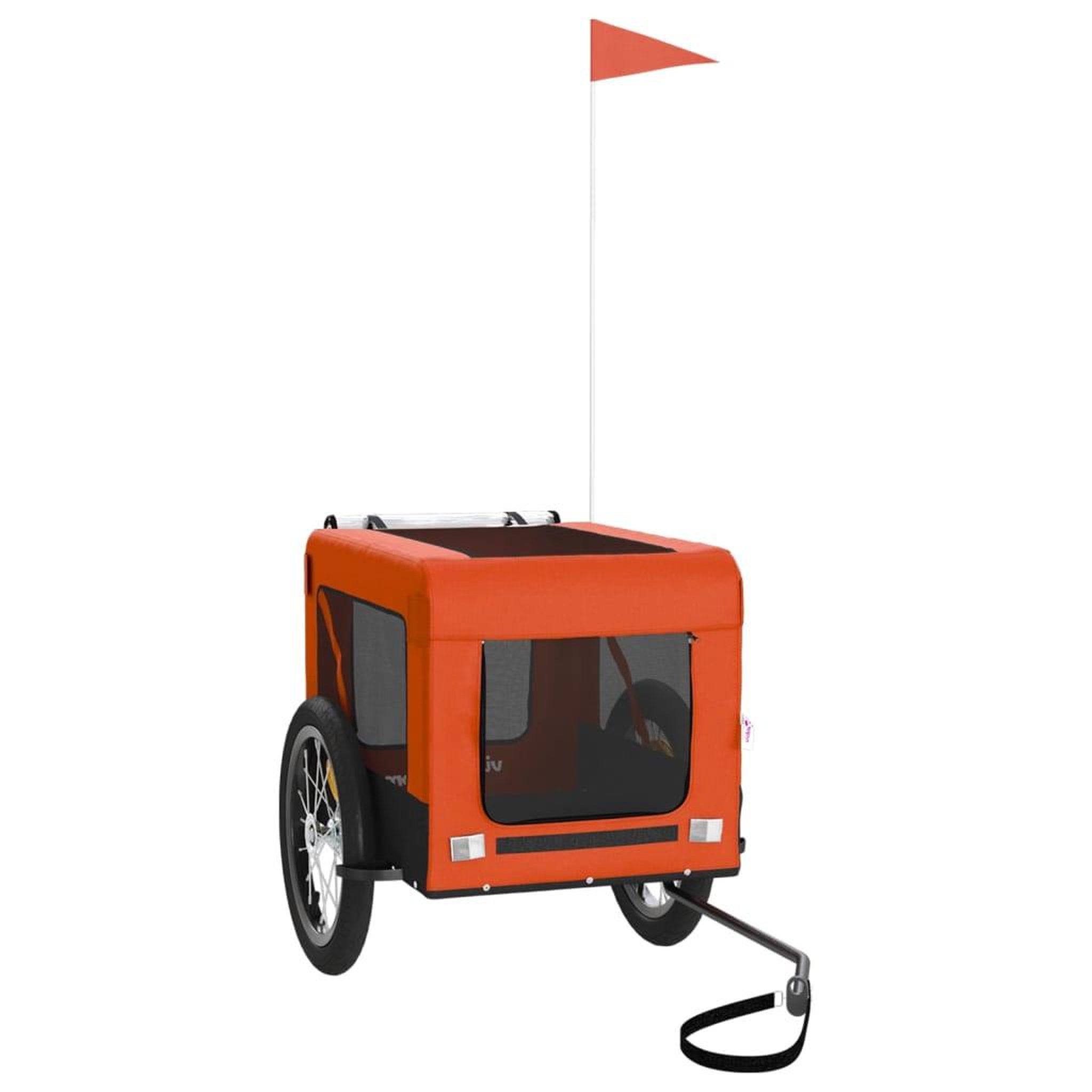 Voir la diapositive 2 : VIDAXL Remorque de velo pour animaux de compagnie orange et noir