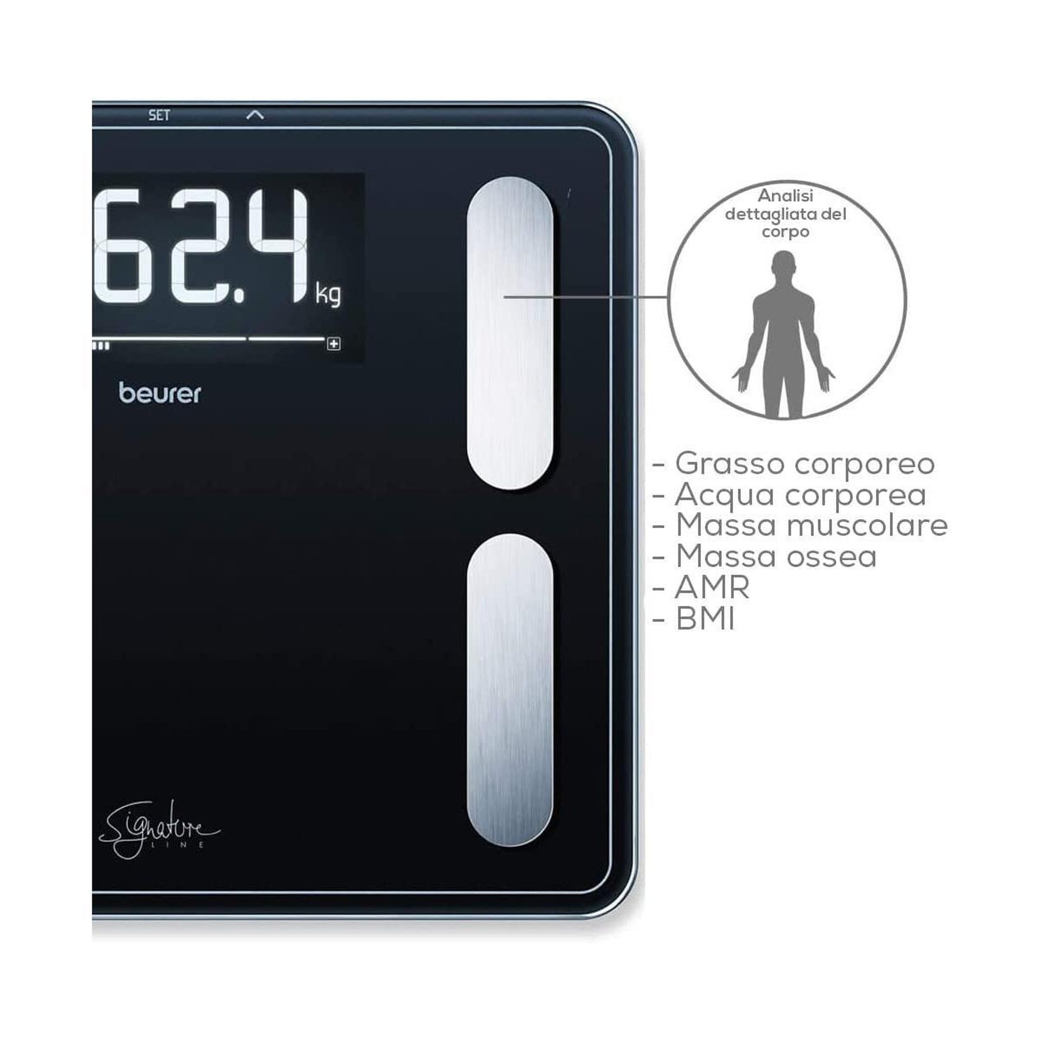 Voir la diapositive 3 : Beurer Pèse-personne beurer diagnostics xxl 200 kg avec 10 emplacements mémoire, noir