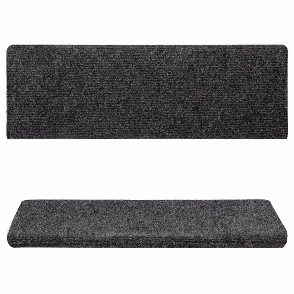 VIDAXL Tapis d'escalier 15 pcs Tissu aiguillete 65x21x4 cm Gris