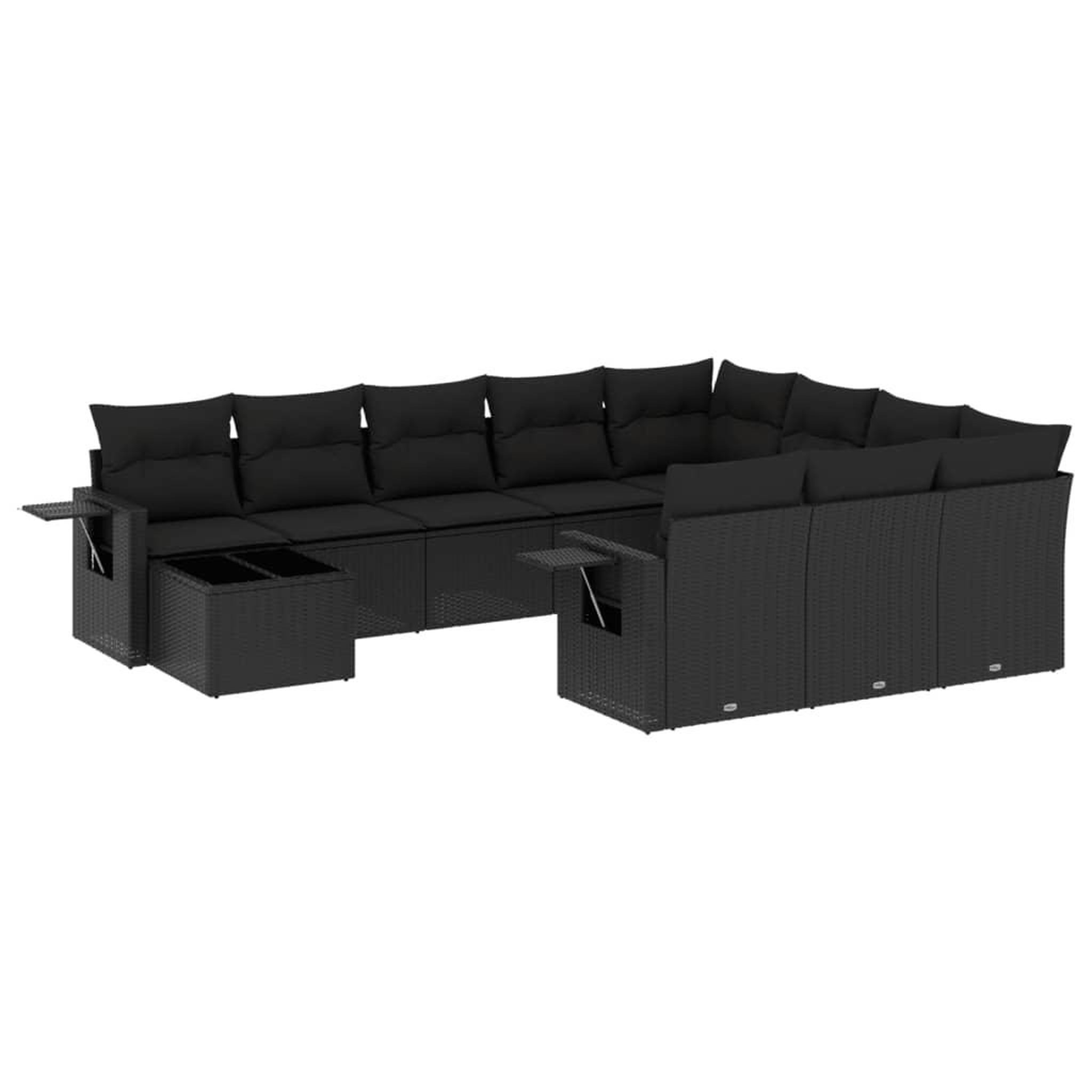 Voir la diapositive 2 : VIDAXL Salon de jardin 11 pcs avec coussins noir resine tressee