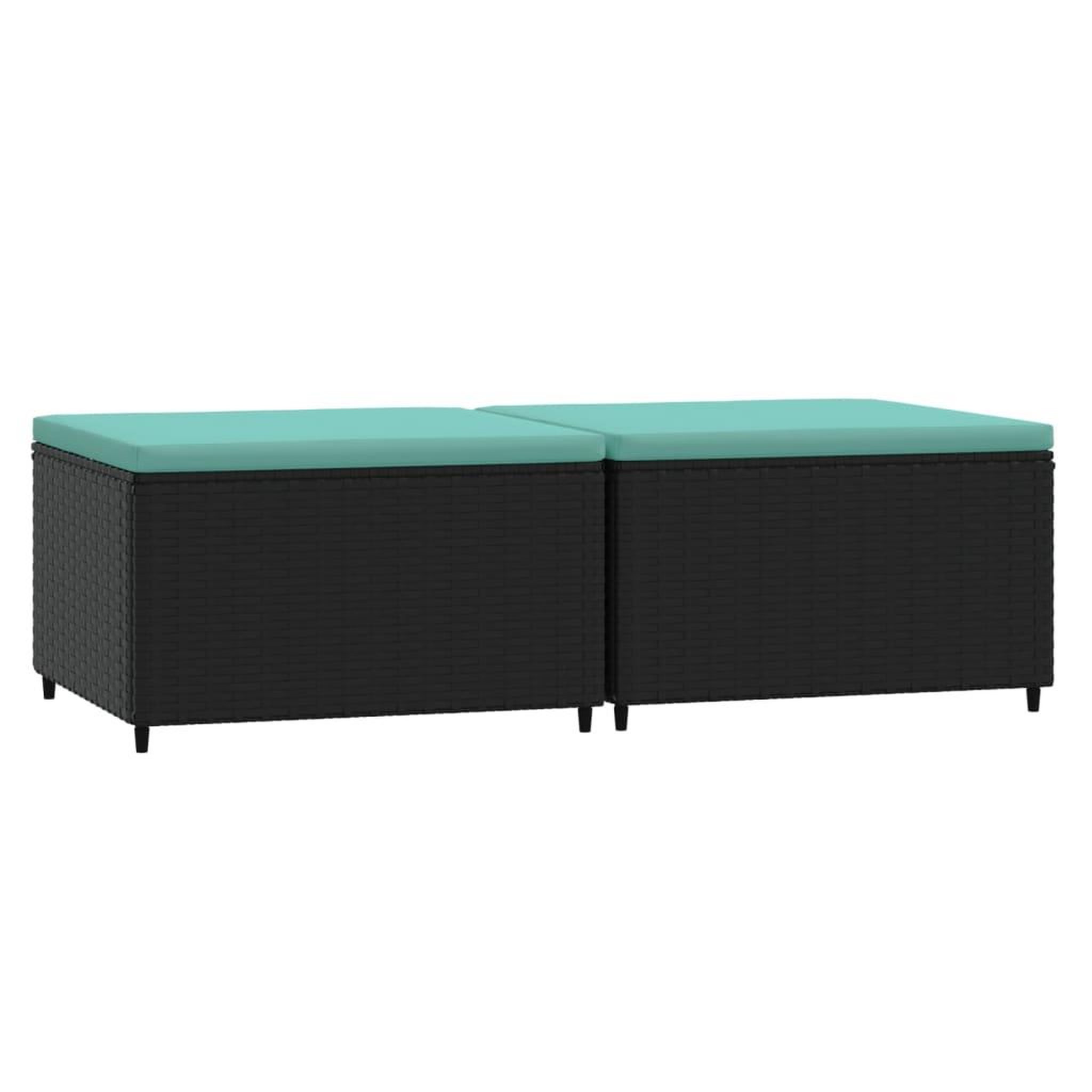 Voir la diapositive 2 : VIDAXL Repose-pieds de jardin et coussins lot de 2 noir resine tressee