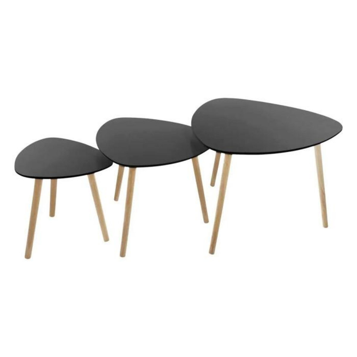 Paris Prix Lot de 3 Tables à Café Gigognes  Mileo  60cm Noir