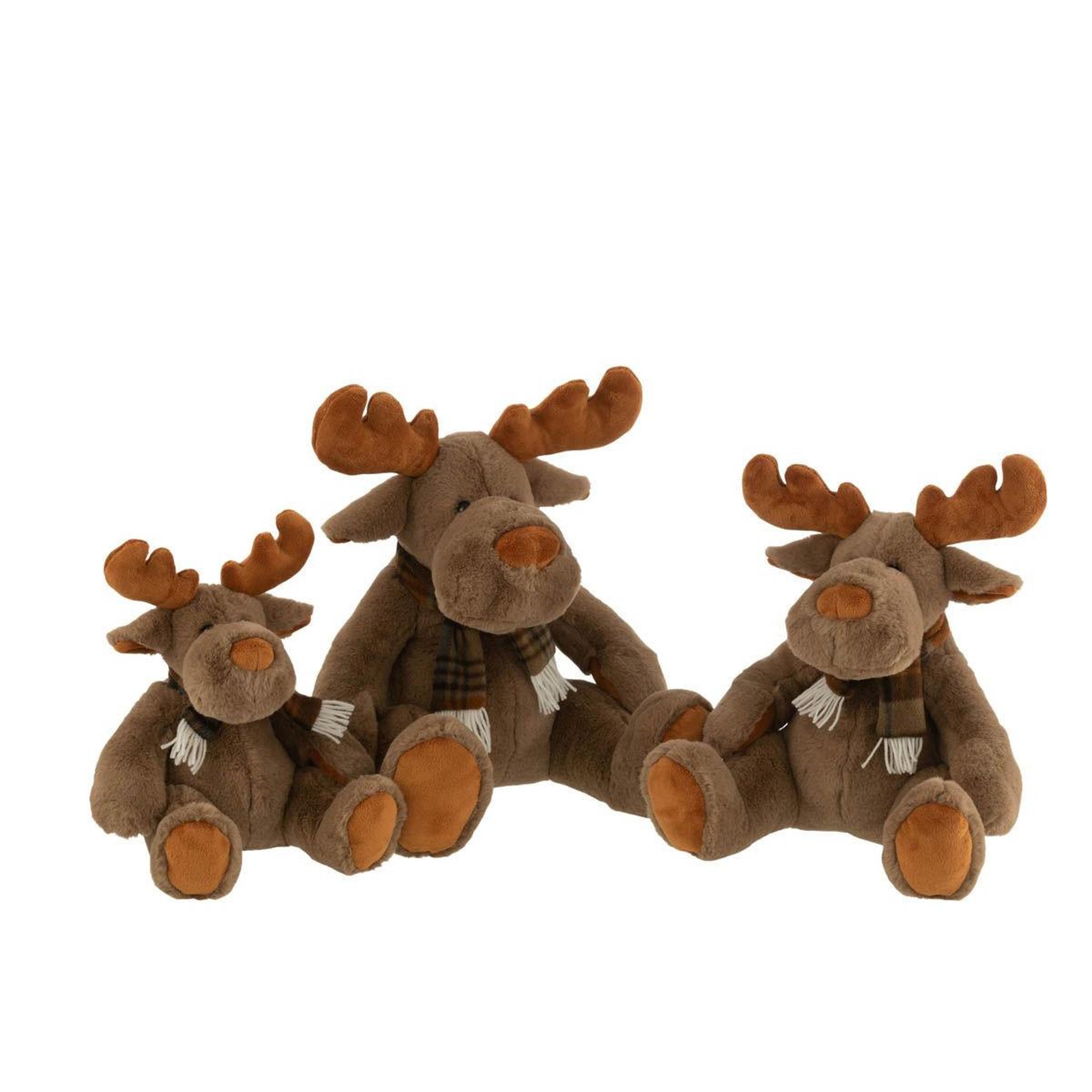 Voir la diapositive 2 : J-LINE Peluche enfant renne assis  prancer  32cm marron