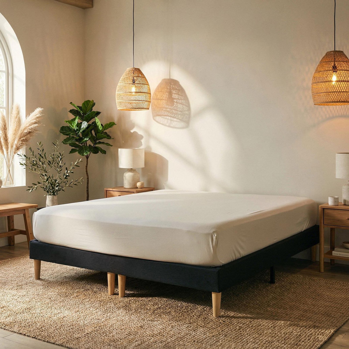 IDIMEX Sommier tapissier RENNES 180 x 200 cm revêtement tissu
