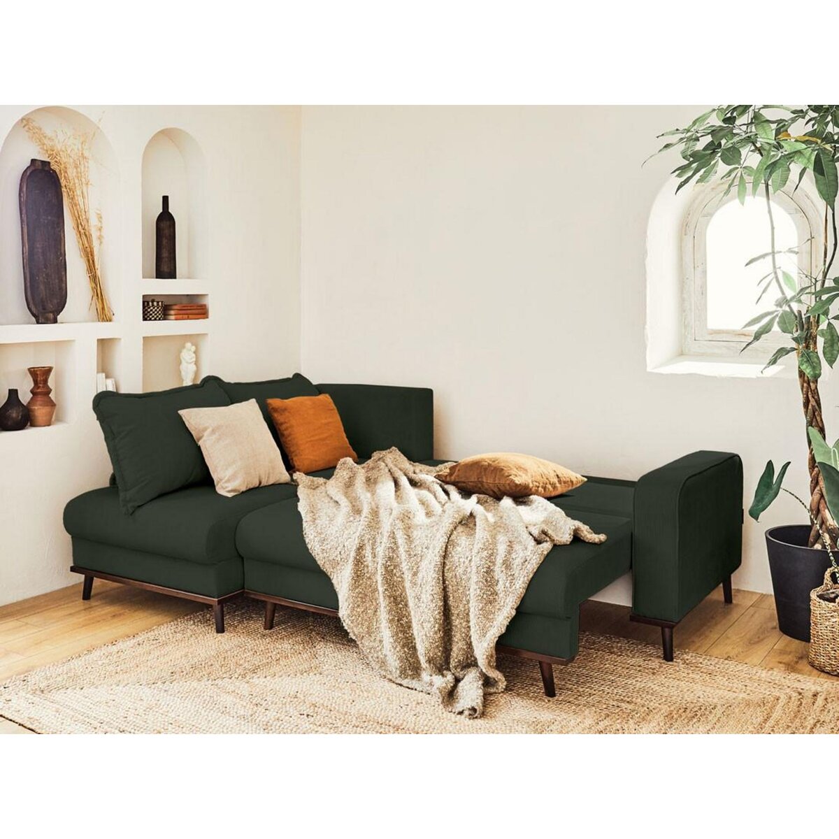 LISA DESIGN Albane - canapé d'angle gauche - 4 places - convertible avec coffre - en velours côtelé