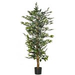 HOMCOM Arbre artificiel plante artificiel ficus hauteur 1,5 m tronc branches liane lichen feuilles grand réalisme pot inclus