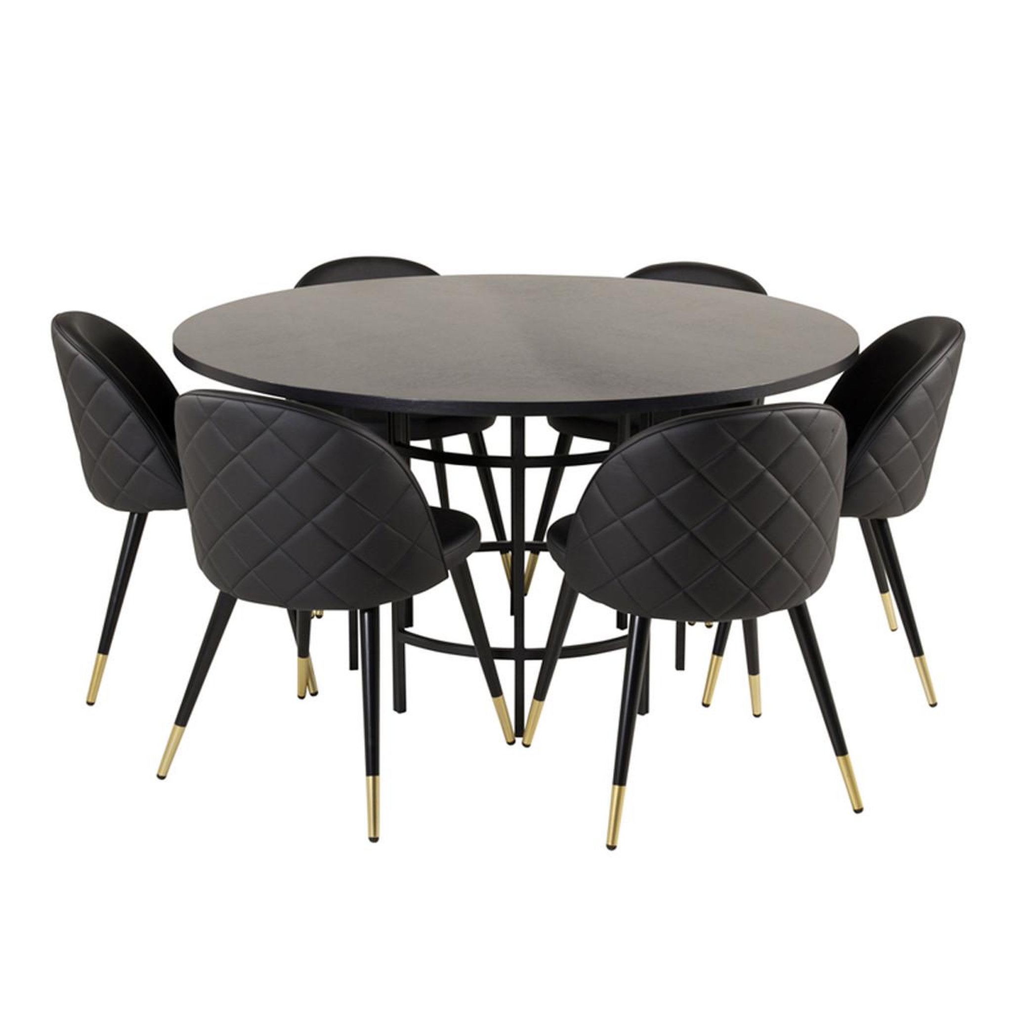 Paris Prix Ensemble table à manger & 6 chaises  copenhagen & velvet  140cm noir